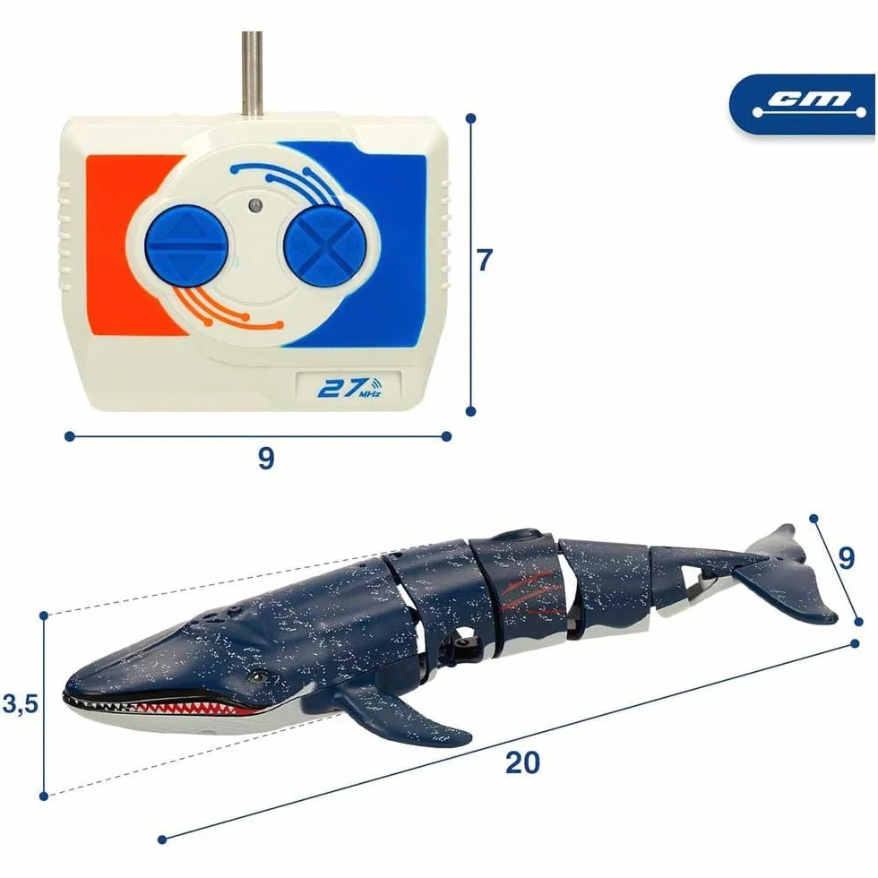 ColorBaby 47671 Racing Boat wieloryb pilot zdalnego sterowania, 20x9x3,5 cm, pilot zdalnego sterowania, 6 kierunków, częstotliwość 27 Mhz, zasięg 5-6 m, zabawki radiowe, realistyczne zwierzęta