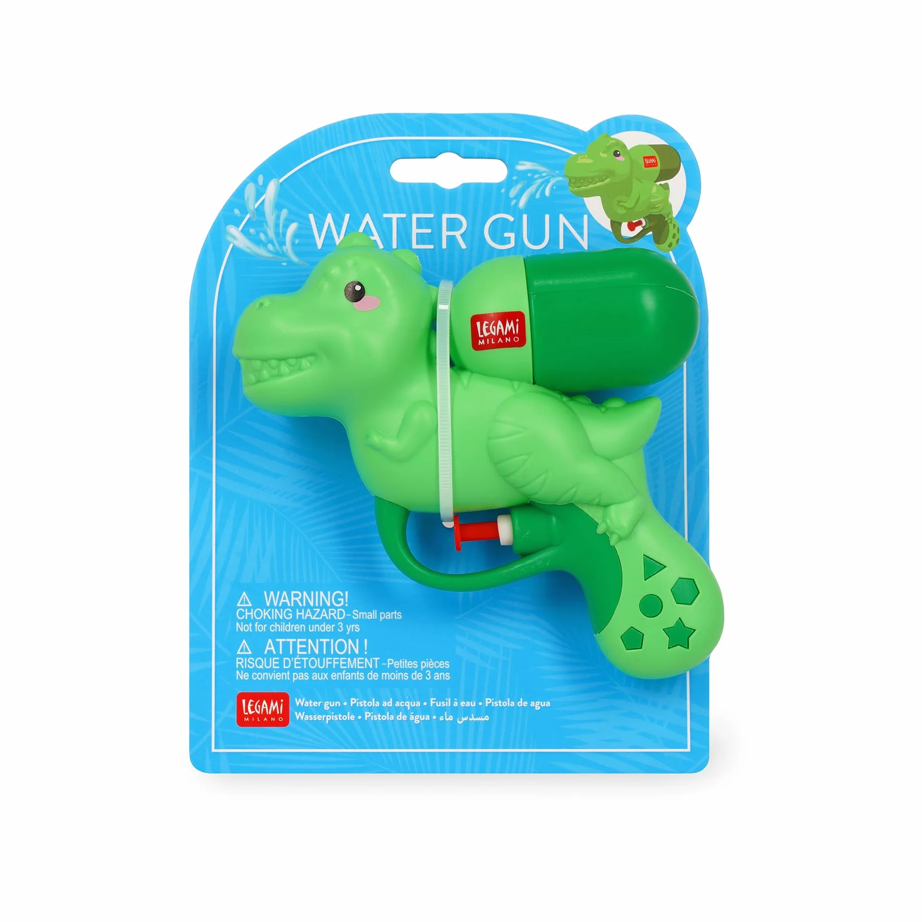 Legami - Mały pistolet na wodę, mini pistolet na wodę, pistolet wodny Dino, strumień 2,5 metra, idealny na chłodną imprezę, pojemność 50 ml, pistolet ogrodowy dla dzieci dorosłych