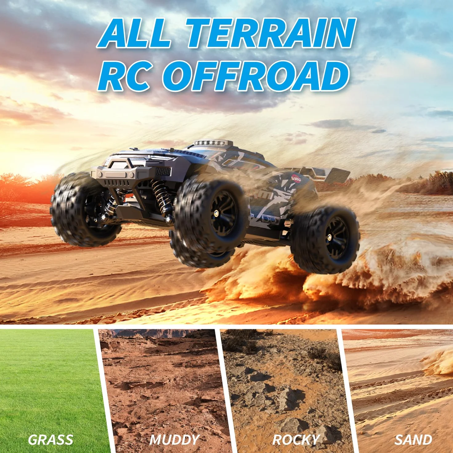 snookids Samochód zdalnie sterowany - 1:18 Szybki samochód RC Offroad Buggy 40 km/h, 2,4 GHz 4WD All Terrain RC Drift Car Monstertruck Zabawka Prezent dla dzieci i dorosłych