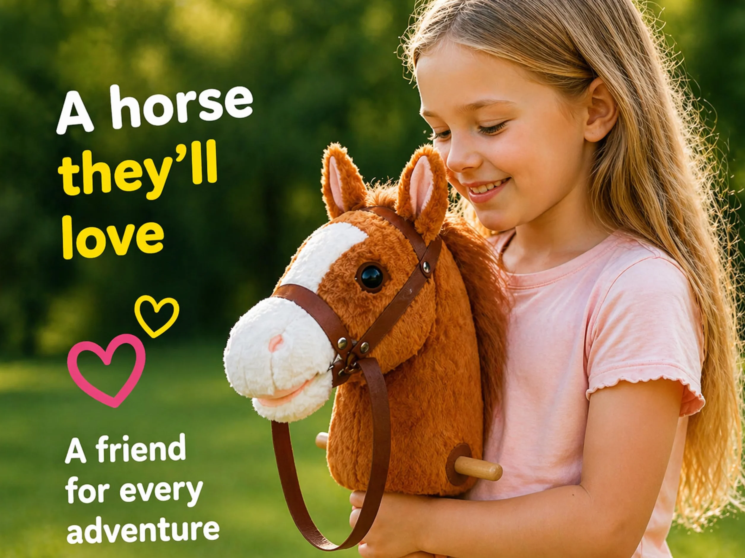 Hobby Horse - Koń na Kiju z Efektami Ryczenia, Głowa Konia A4 z Ogłowiem, Lekka i Ergonomiczna konstrukcja, Zabawa dla dzieci 3+ na świeżym powietrzu