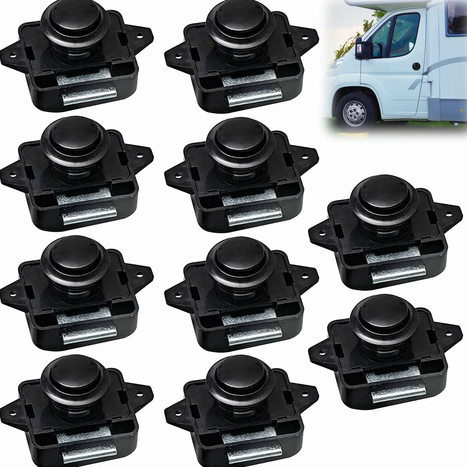 Zamki do przyczepy kempingowej, 10 sztuk, Push Lock, zamek do przyczepy kempingowej, push lock, zamek do drzwi, cabinet, przenośna blokada Push Lock, do kamperów, przyczep kempingowych, vanów, motorów, jachtów, łodzi