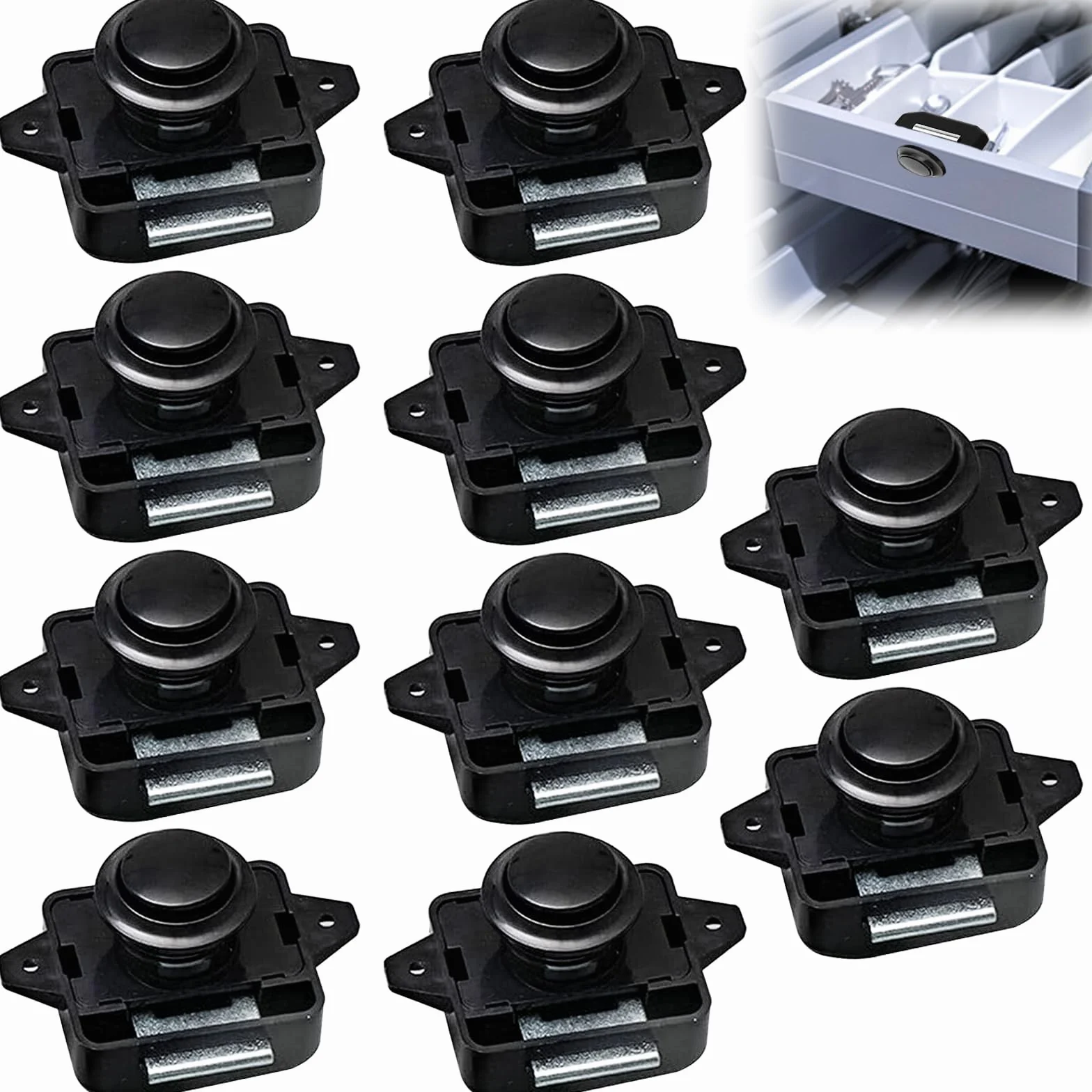 Zamki do przyczepy kempingowej, 10 sztuk, Push Lock, zamek do przyczepy kempingowej, push lock, zamek do drzwi, cabinet, przenośna blokada Push Lock, do kamperów, przyczep kempingowych, vanów, motorów, jachtów, łodzi