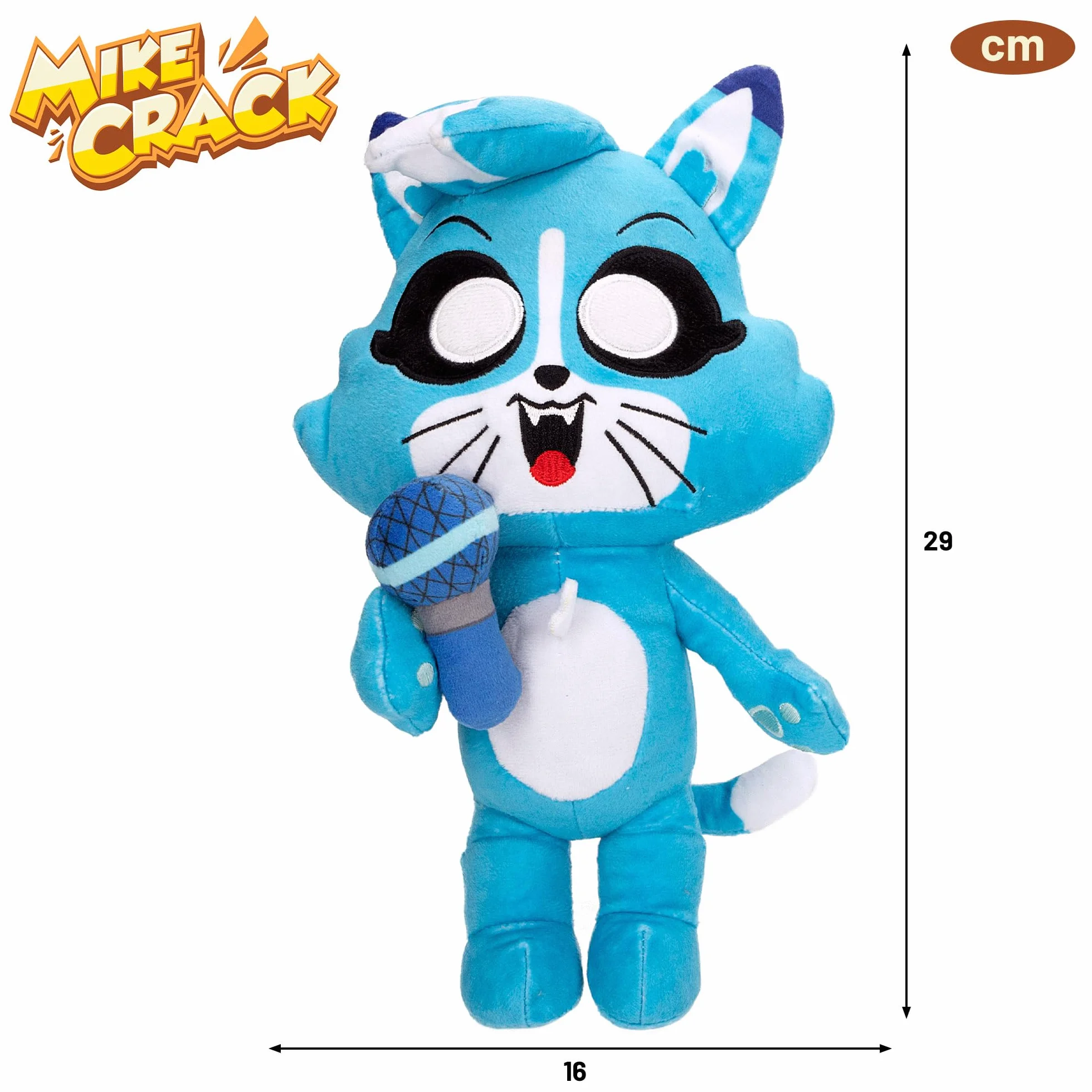 COLORBABY Mikecrack, Interaktywna pluszowa zabawka, kotek Akela, z muzyką, nagrywanie głosu i odtwarzanie, zabawka postać Youtube, 29 cm, śpiewa najlepszą piosenkę, powtórz to, co mówisz (85424)