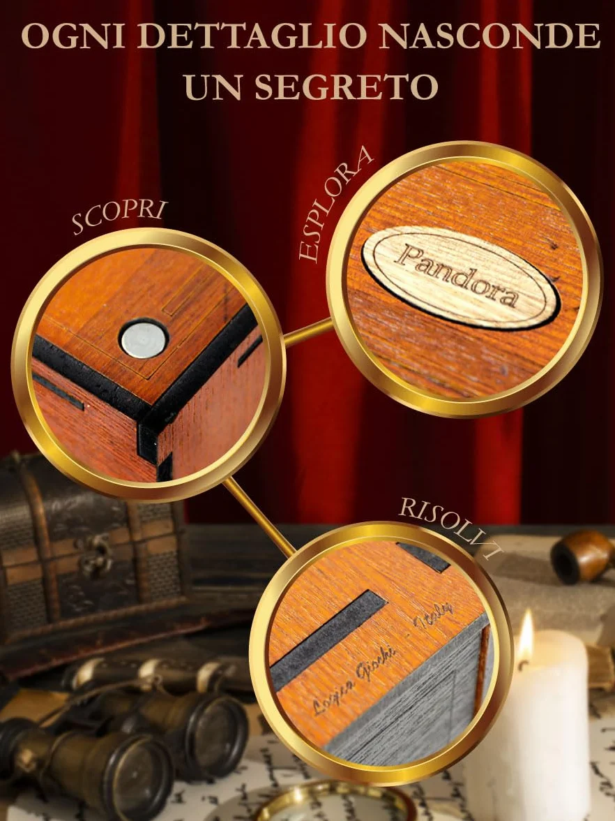 Gry Logica Sztuka. Pandora Box - Secret Box - Drewniane puzzle - Secret Box - Amazing Difficult 5/6 - Kolekcja Leonardo da Vinci