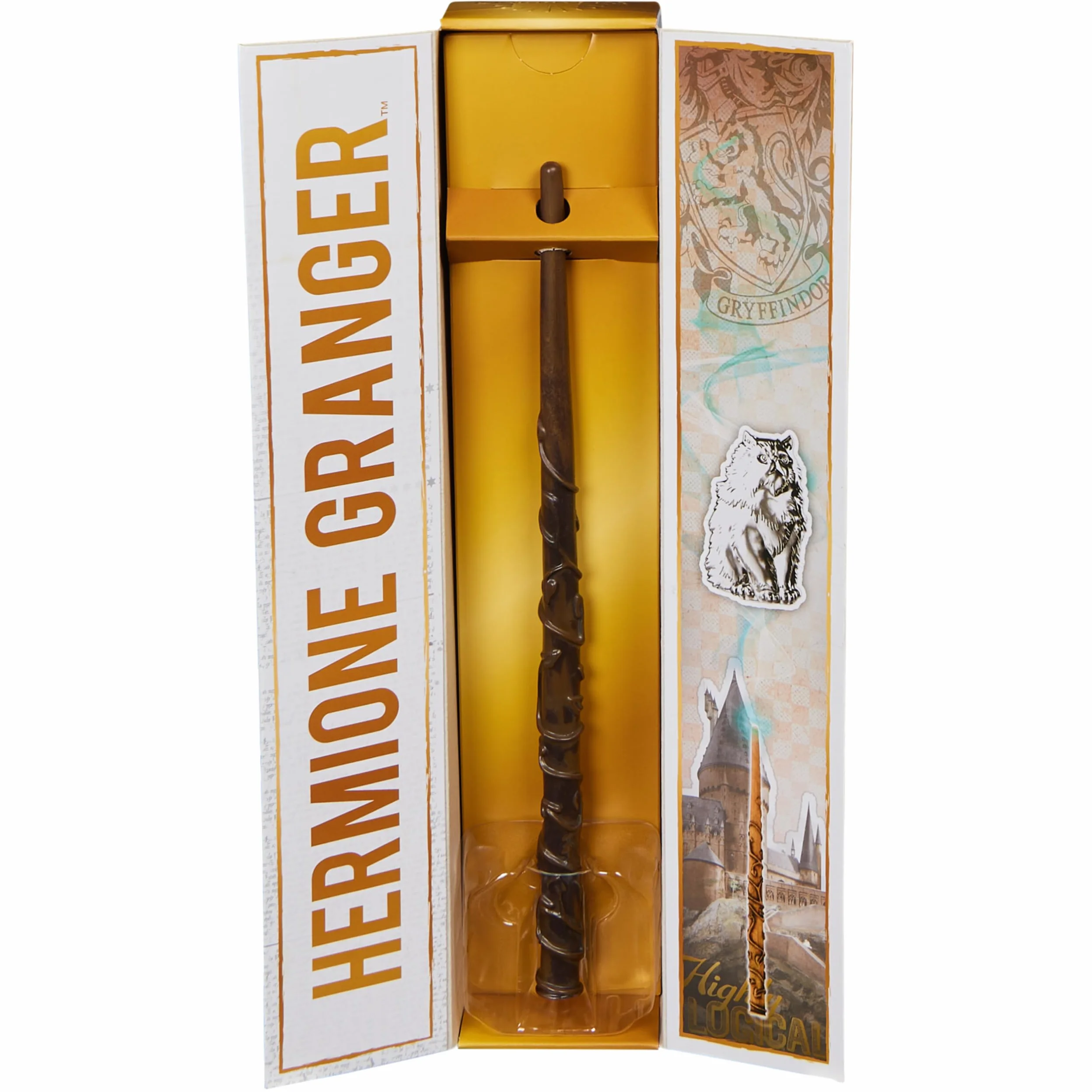 Wizarding World Harry Potter - Autentyczna różdżka Hermiona Granger z tworzywa sztucznego z uchwytem Hogwart, ok. 30,5 cm, zabawka dla dzieci od 14 lat, artykuł dla fanów, złoty