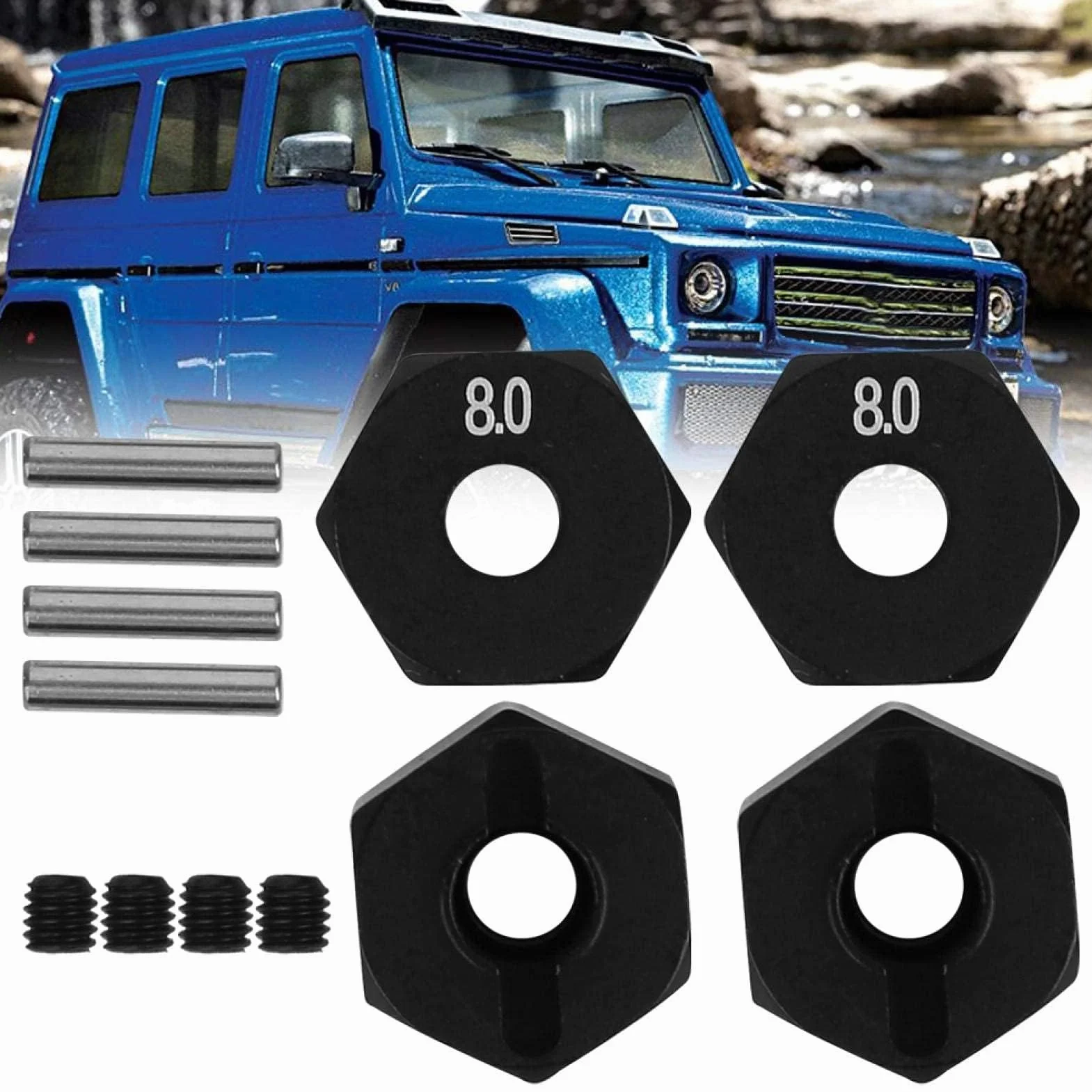 Tbest Wheel Hex Hub, Aluminiowa piasta koła Hex Hub Adapter Część ulepszona Kompatybilna z SCX10 90046 90047 RR10 RC Crawler (8,0 mm)