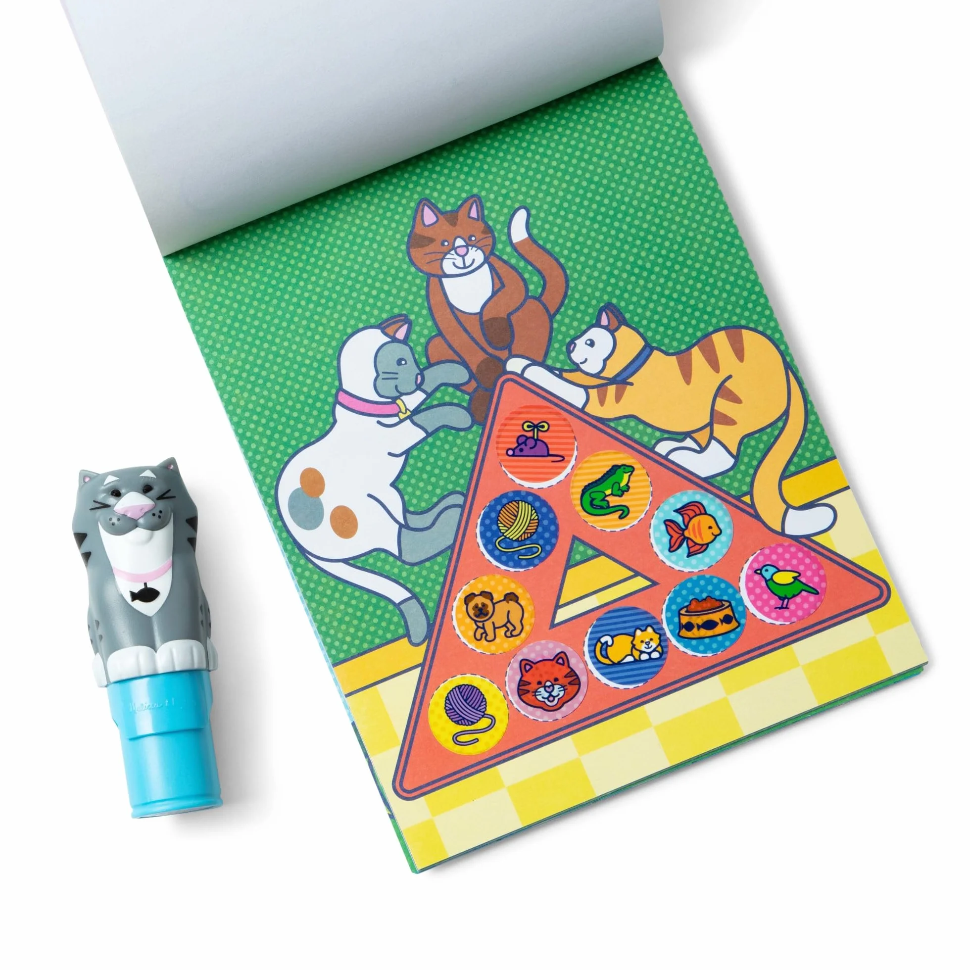Melissa & Doug Naklejka Wow!™ Pakiet kota: 24-stronicowa podkładka do aktywności, stempel naklejki, mini podkładka do aktywności, 500 naklejek, sztuka i rzemiosło zabawka Fidget kolekcjonerska postać