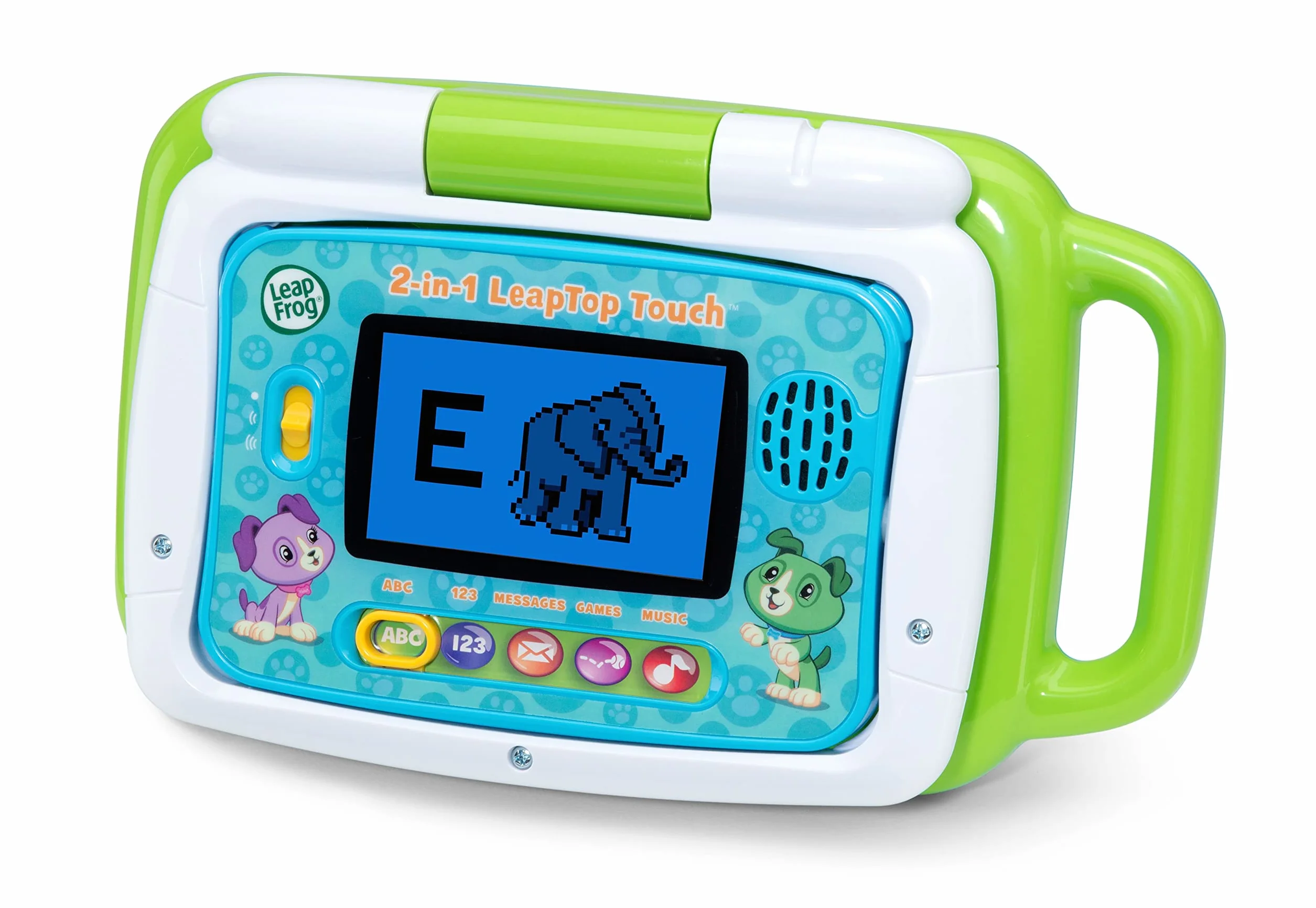 VTech LeapFrog LeapTop Touch Laptop 2 w 1, zielony, tablet edukacyjny dla dzieci z 10 trybami zabawy, z literami, cyframi, słownictwem i zwierzętami, zabawkowy laptop dla dzieci w wieku od 2 lat