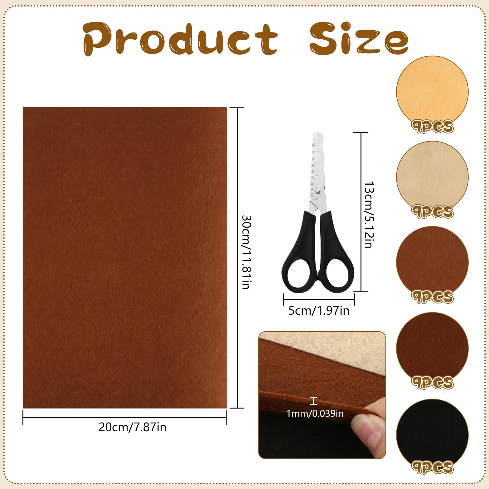 XIEJ 45 sztuk brązowych filców do majsterkowania, 1 mm grubości filcu, 30 × 20 cm filc do majsterkowania, poliestrowe płyty filcowe, filc do rękodzieła, projektów krawieckich "zrób to sam" (seria