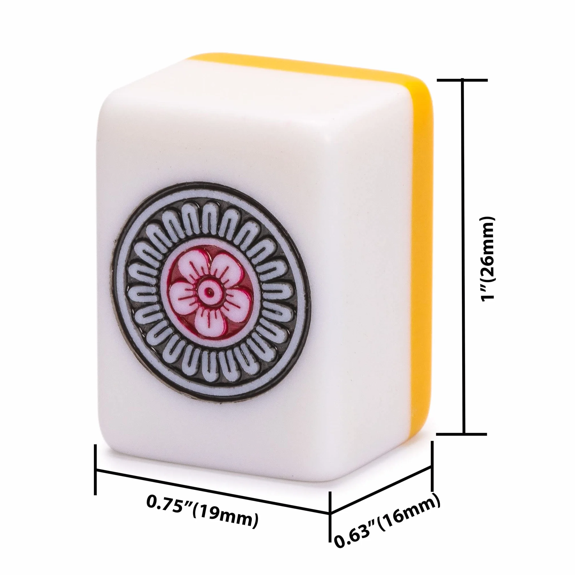 Yellow Mountain Imports Japoński zestaw Riichi Mahjong - białe i żółte płytki w standardowym rozmiarze - z płytkami East Wind i czarną obudową winylową