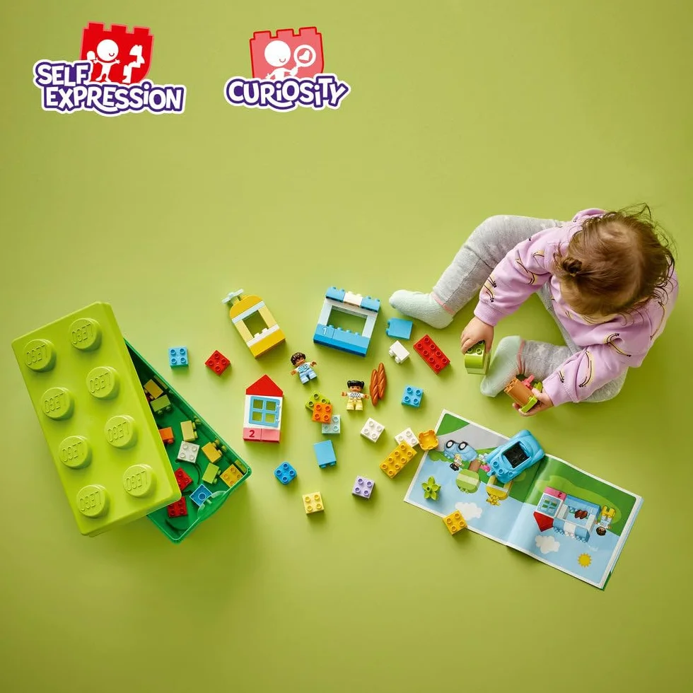 LEGO DUPLO Brick Box - Educational Stacking Toys for 1+ Year Old Boys & Girls - incl. Colourful Number Bricks, a Car & 2 Figures, plus Toy Storage - 10913