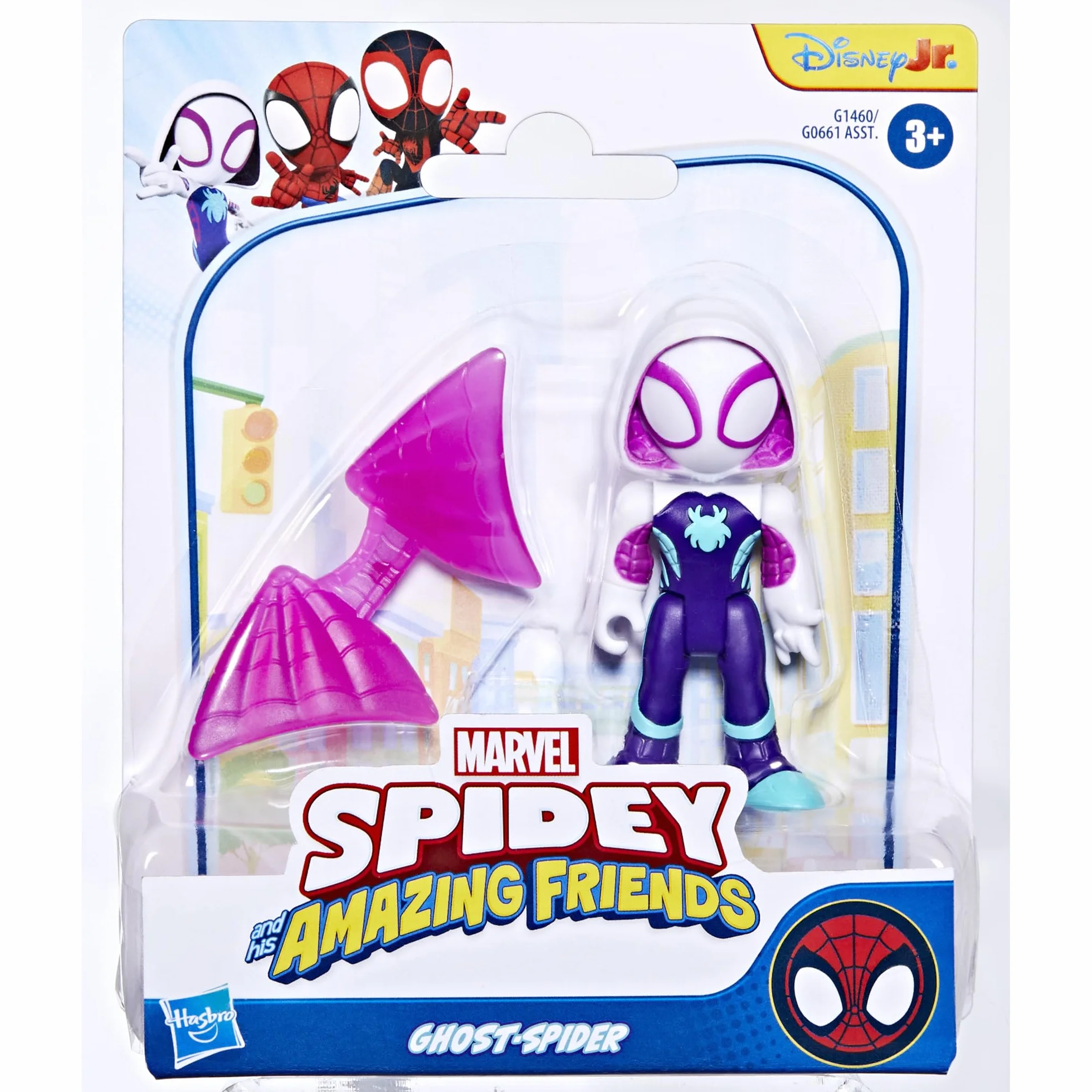 Ghost-Spider z serialu "Spidey i super-kumple" Marvela, zabawka z dodatkiem