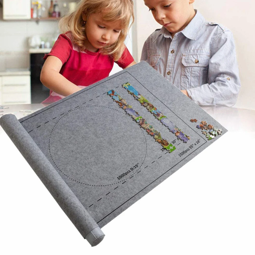 Puzzle Mata do przechowywania, filcowa zwijana mata do puzzli, koc podróżny, duża przenośna mata do puzzli, do domu, podróży, przechowywania mieści do 3000 sztuk, 66 x 117 cm (czarna)