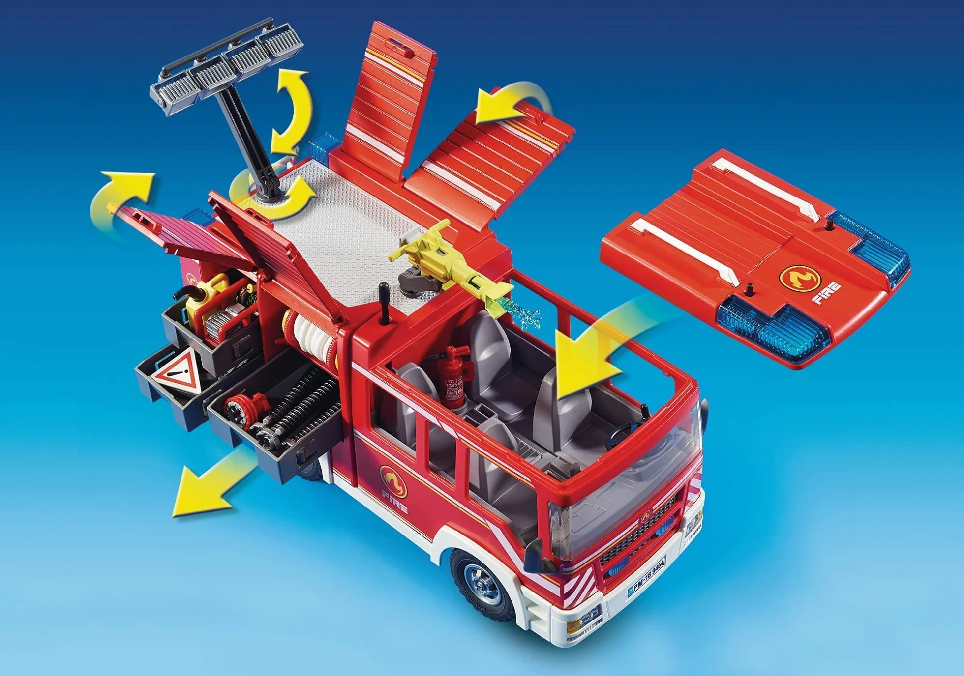 PLAYMOBIL City Action 9464 Pojazd ratowniczy straży pożarnej, z armatką wodną, ze światłem i dźwiękiem, od 4 lat