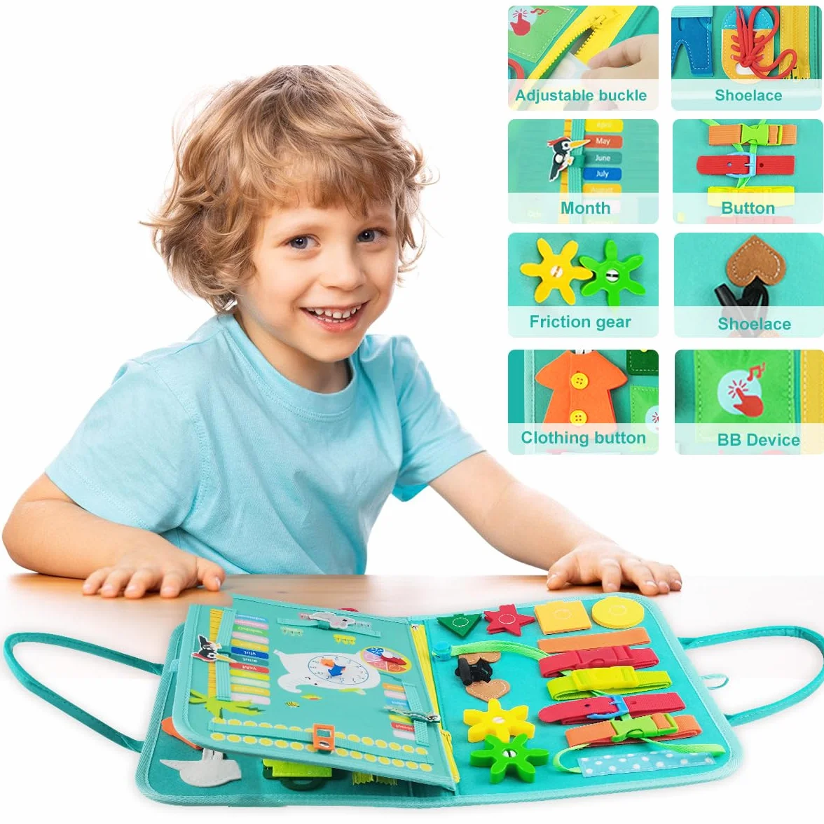 Montessori Busy Board zabawka motoryczna dla małych dzieci, 4-warstwowa deska do aktywności od 2 lat, dla dziewczynek i chłopców, książka o aktywności dla dzieci od 1, 2, 3, 4 lat, zabawka edukacyjna,