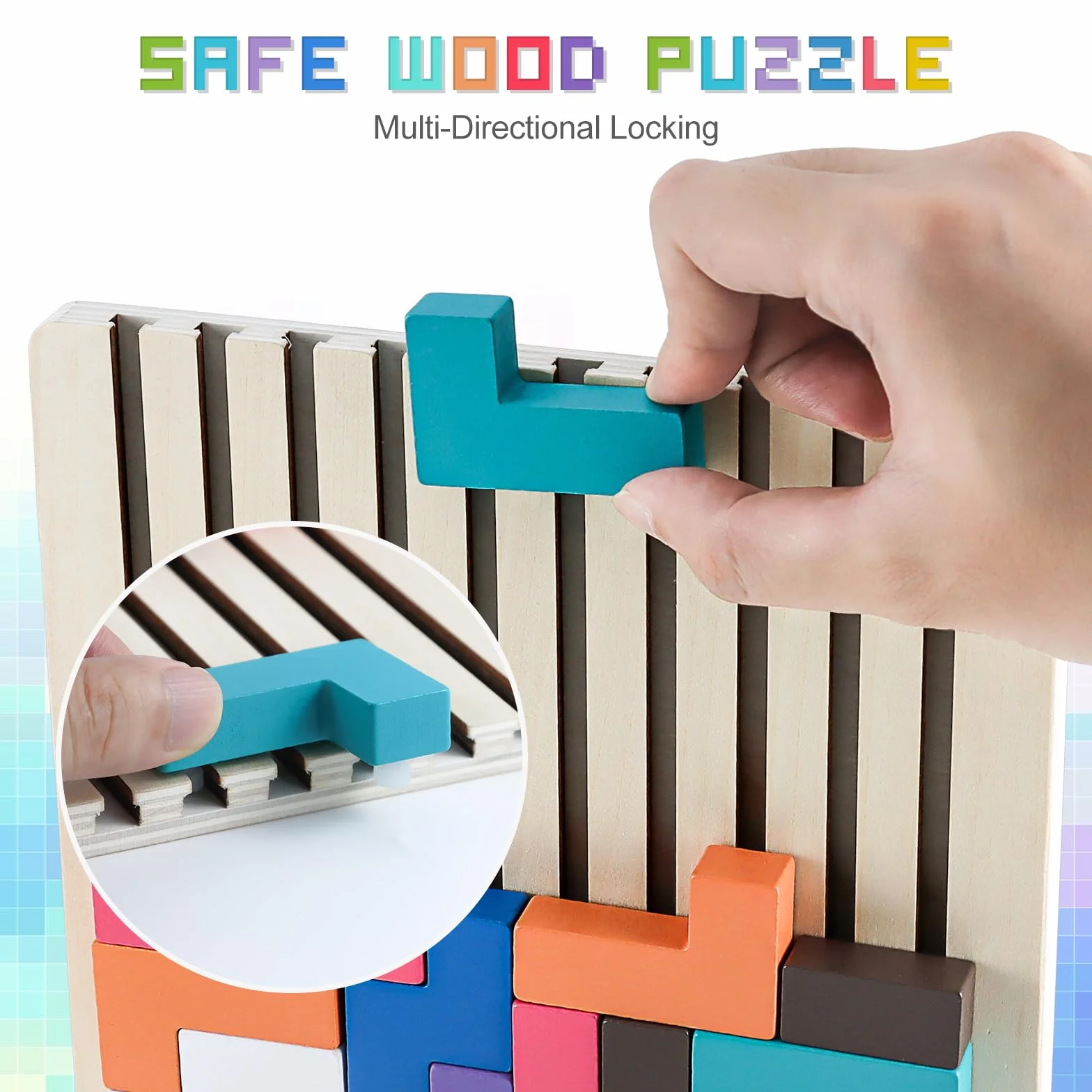 Montessori drewniane puzzle wtykowe, 42 części i 10 kart, zabawka geometryczna gra przyporządkująca, edukacyjny STEM, prezent edukacyjny dla dzieci od 3+, gra logiczna do logicznego myślenia