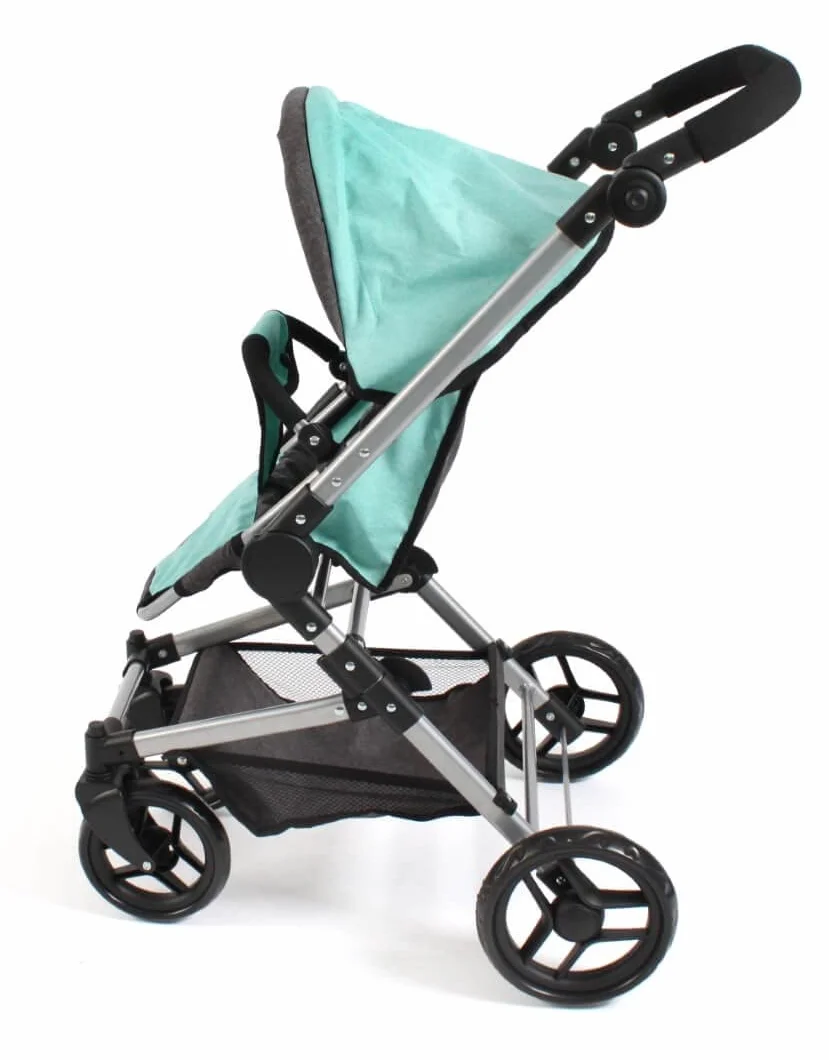 Bayer Chic 2000 645 42 wózek dla lalek kombi 3 w 1, melanż, antracytowo-miętowy, 61 x 44,5 x 85 cm