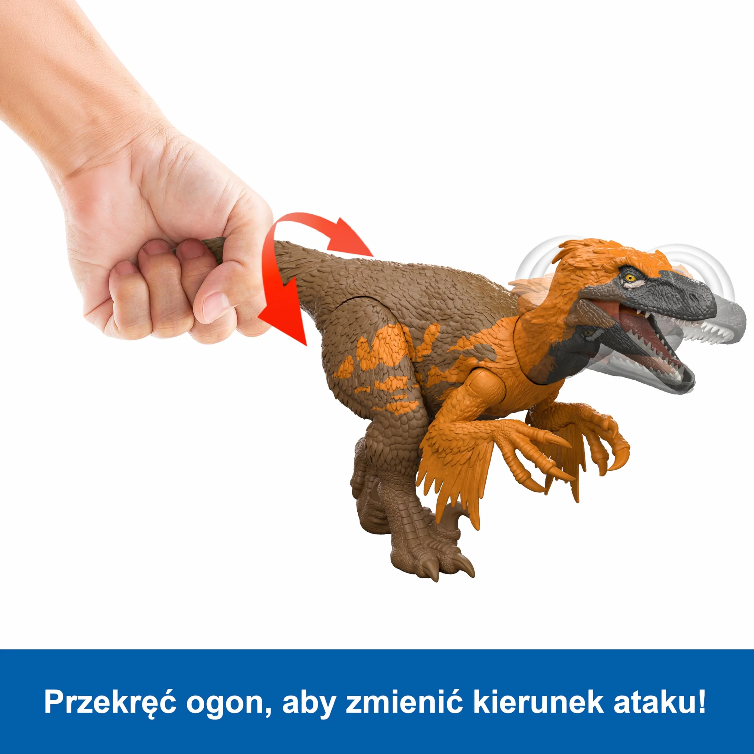 Mattel Jurassic World: Odrodzenie Utahraptor Ryczący dinozaur Figurka z wielokierunkowym atakiem i dźwiękiem, do ustawiania w różnych pozach, zabawka dinozaur dla dzieci, zabawa wirtualna, JGC80