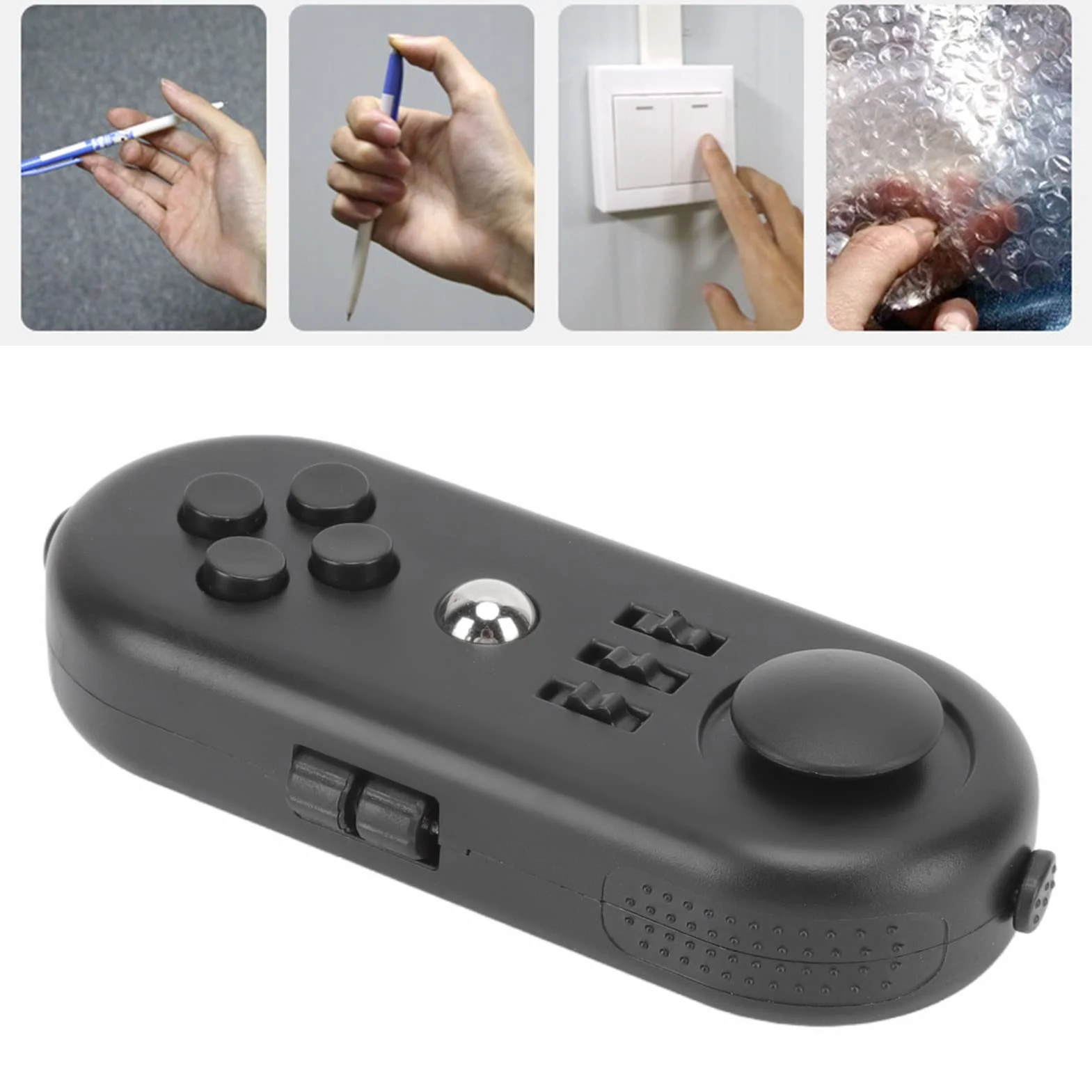 Przenośna Niepokój Sensoryczna Zabawka Niepokój Stres Relief Zabawka Sensoryczna ADHD Autyzm Sensoryczne Fidgets Kontroler Pad Zabawka dla Dzieci i Dorosłych (3 Wszystkie Czarne)