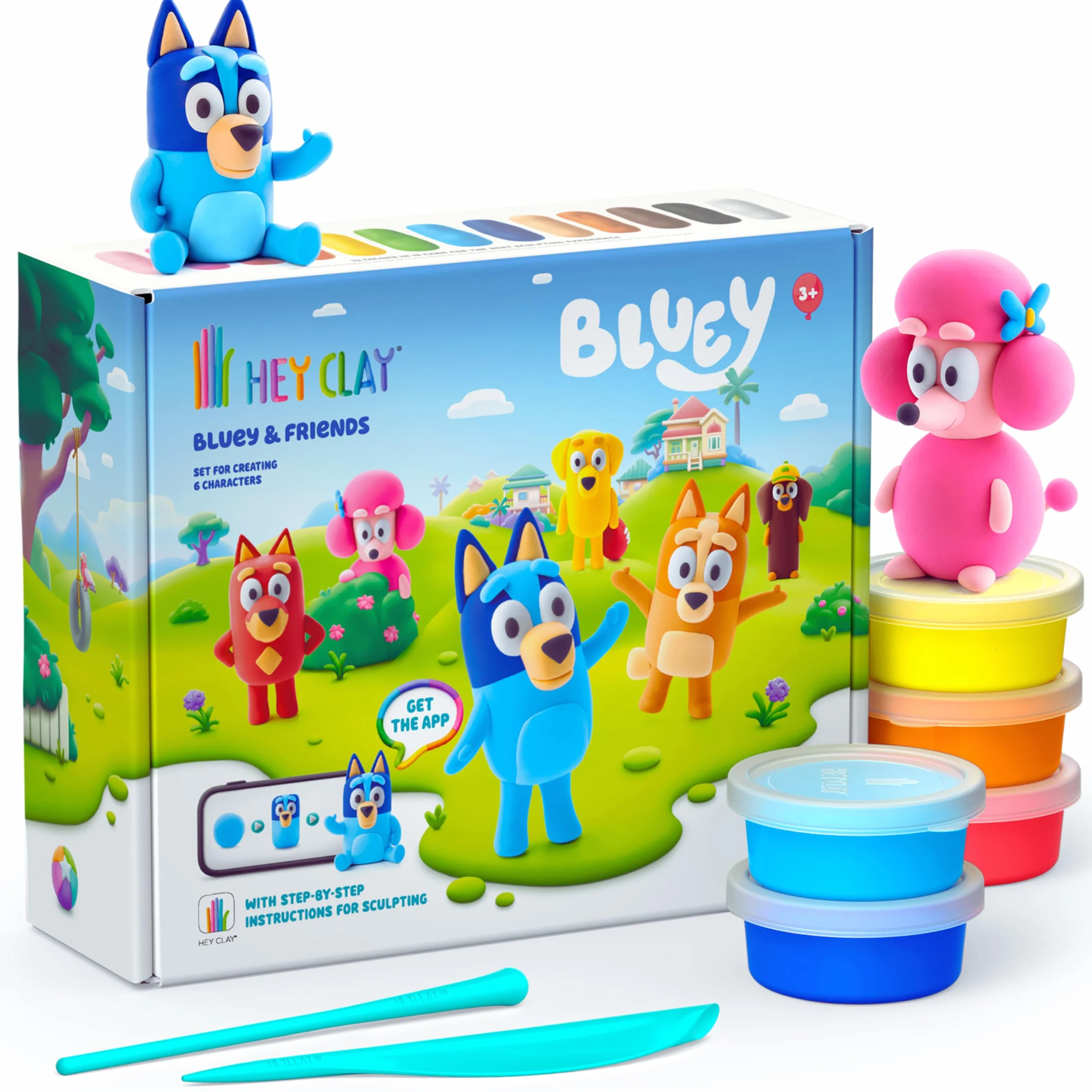 HEY CLAY Bluey and Friends - Ciasto do modelowania na powietrzu dla dzieci - kreatywny zestaw rzemieślniczy 3+