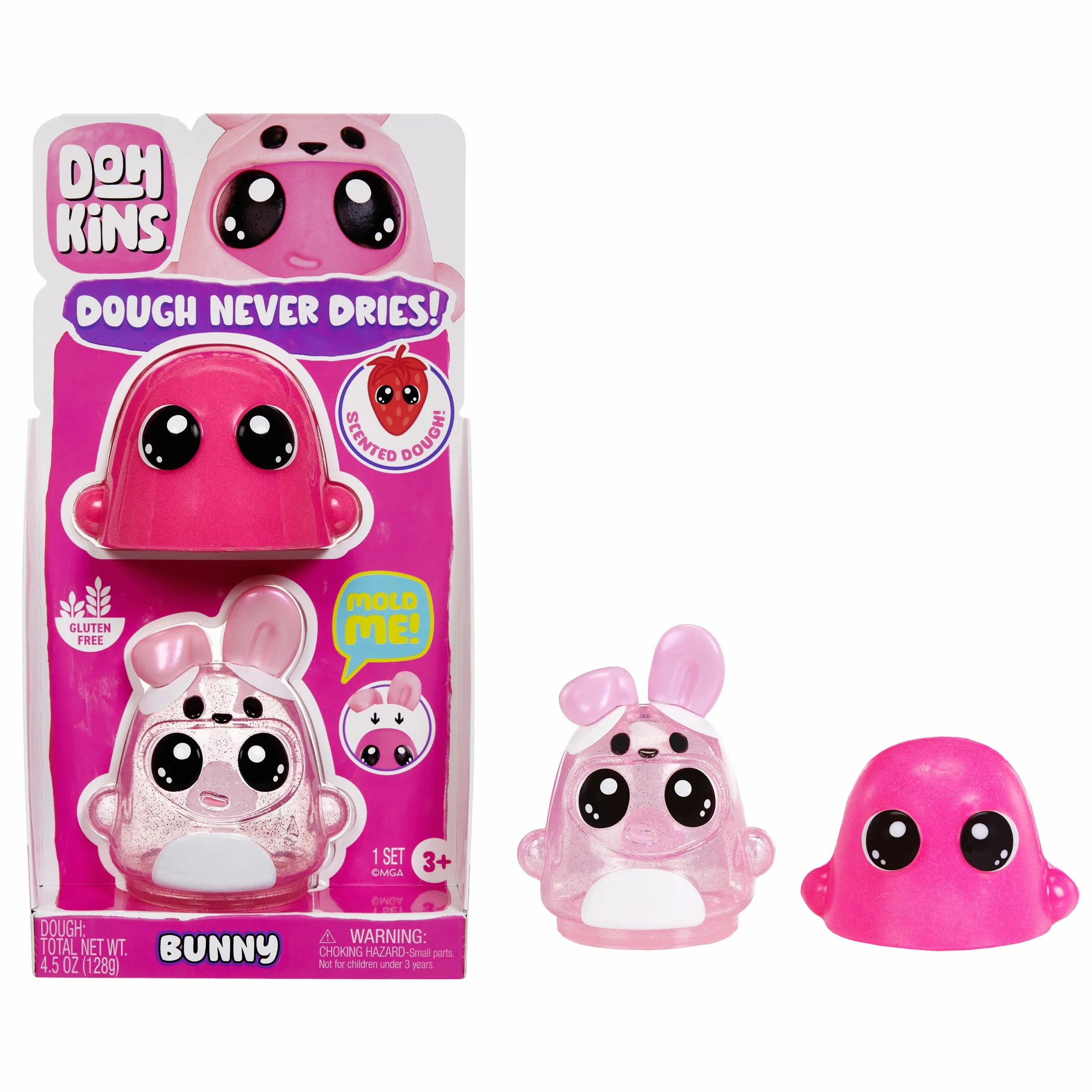 DohKins Bunny Single Pack Character – Zawiera 1 Figurkę DohKins, Zbierz Wszystkie 6 Figurek. Bezglutenowa Masa Plastyczna Nigdy Nie Wysycha. Idealna dla Kolekcjonerów i Dzieci w Wieku 2–5 Lat
