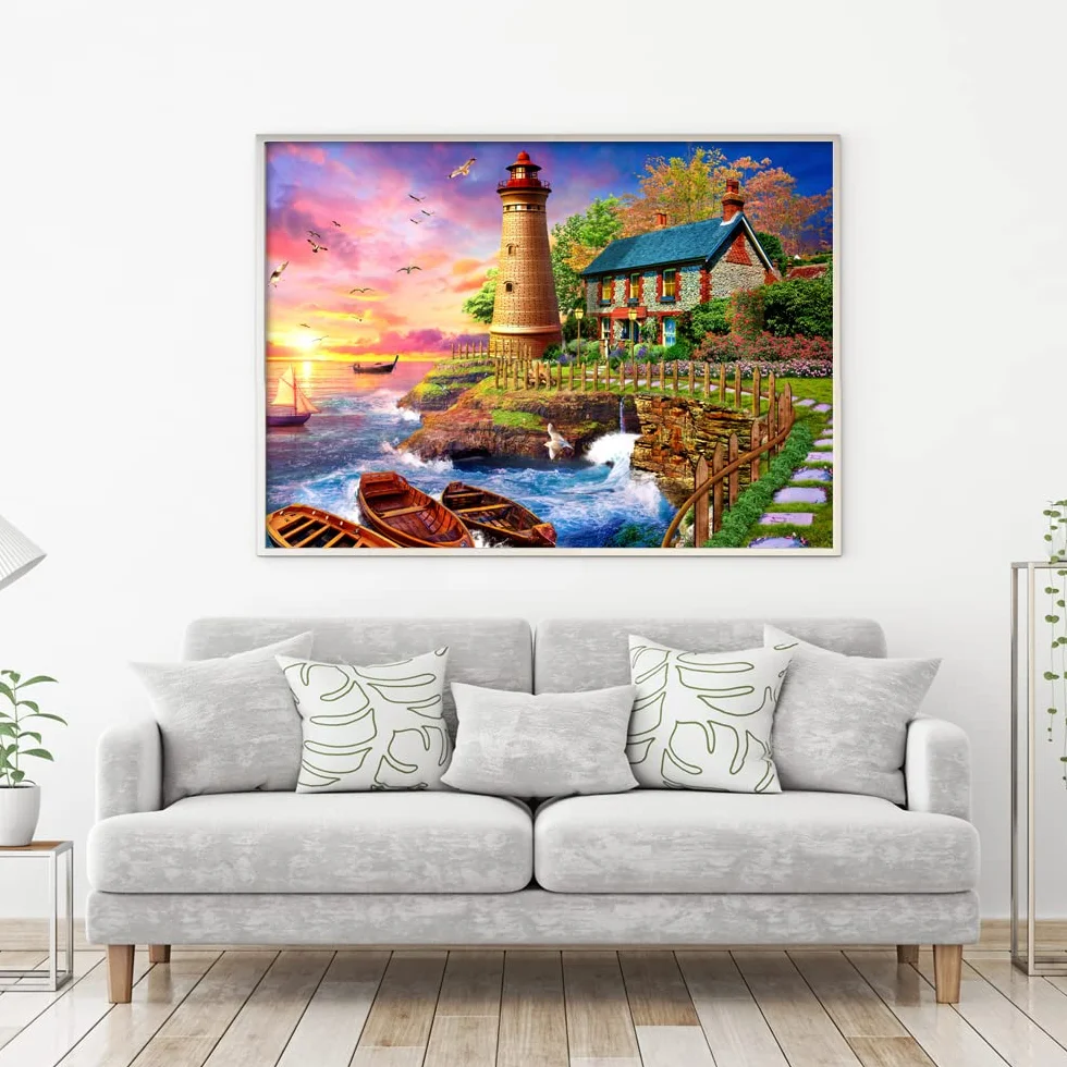 HUADADA Puzzle 1000 elementów, puzzle dla dorosłych, Impossible Puzzle, prezent, gra zręcznościowa dla całej rodziny, kolorowe, latarnia morska