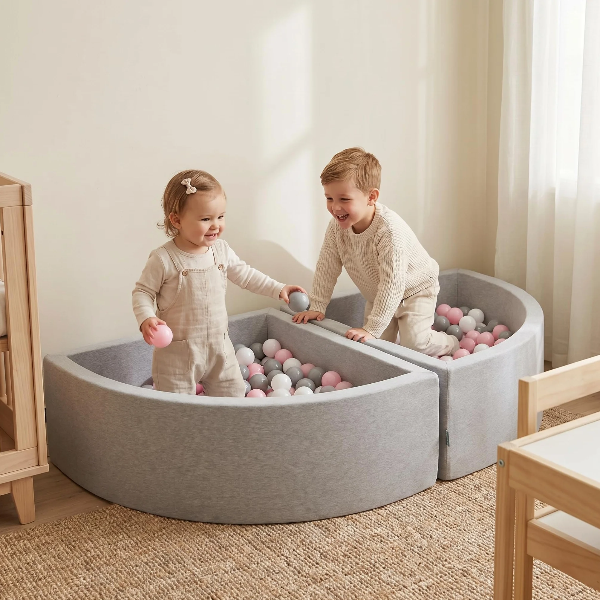 KiddyMoon Suchy Basen z Piłkami ∅ 7cm, Trójkątny Miękki Basen dla Dzieci z Kolorowymi Kulkami