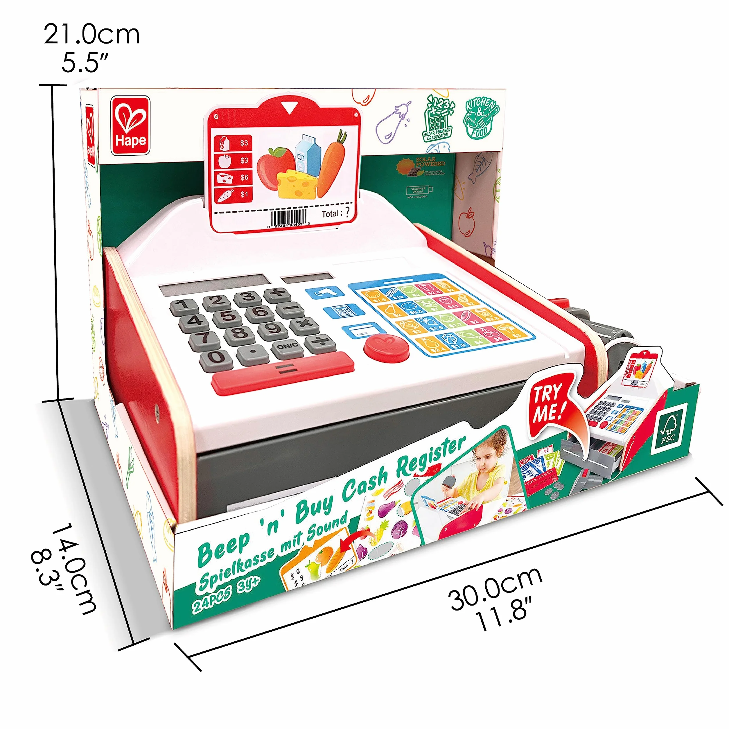 Hape E3184 kasa fiskalna, akcesoria do sklepu handlowego, kasa, wielokolorowa, S