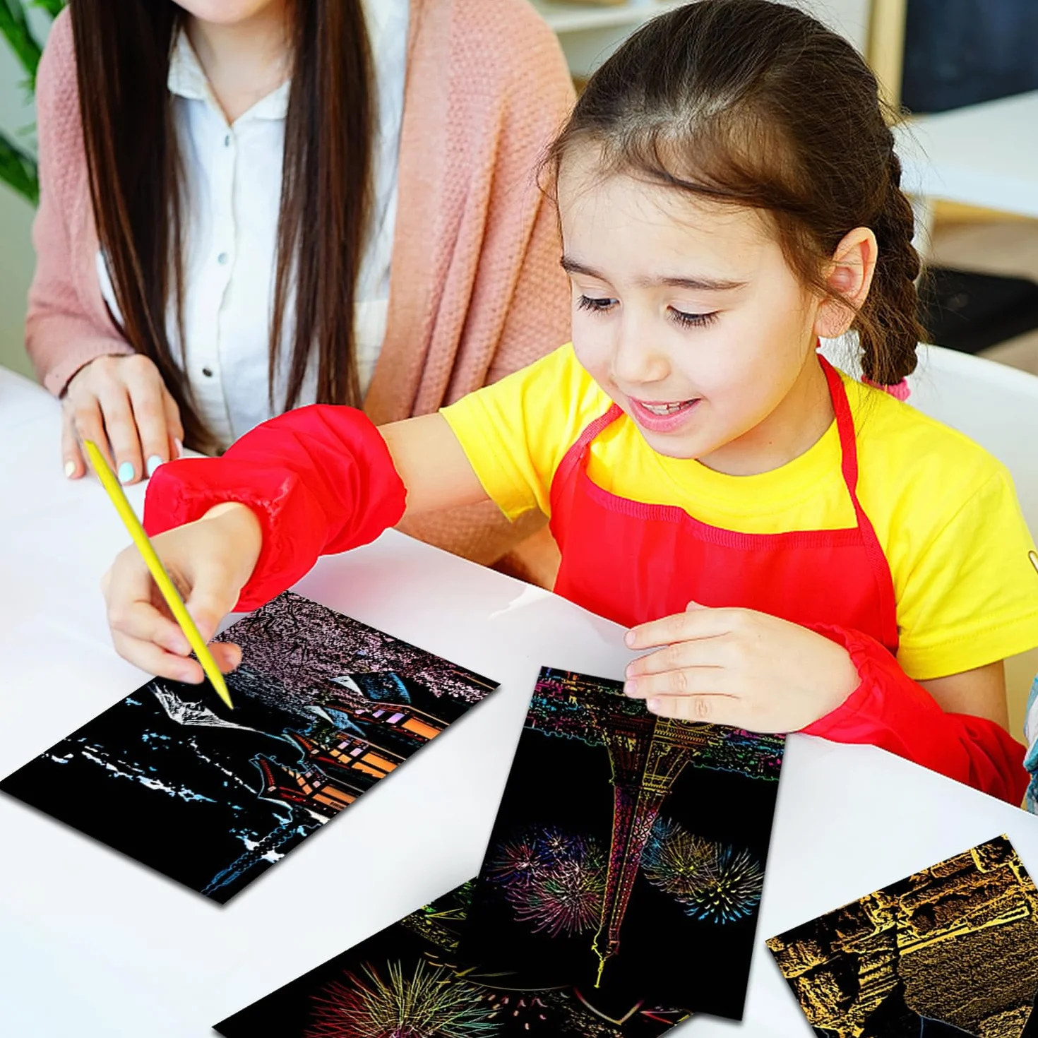 Georgie Porgy Zestaw obrazków do zdrapywania dla dzieci i dorosłych, Magic Rainbow Scratch Art, papier do zdrapywania na Boże Narodzenie, prezent urodzinowy z zestawem narzędzi do zdrapywania (A5
