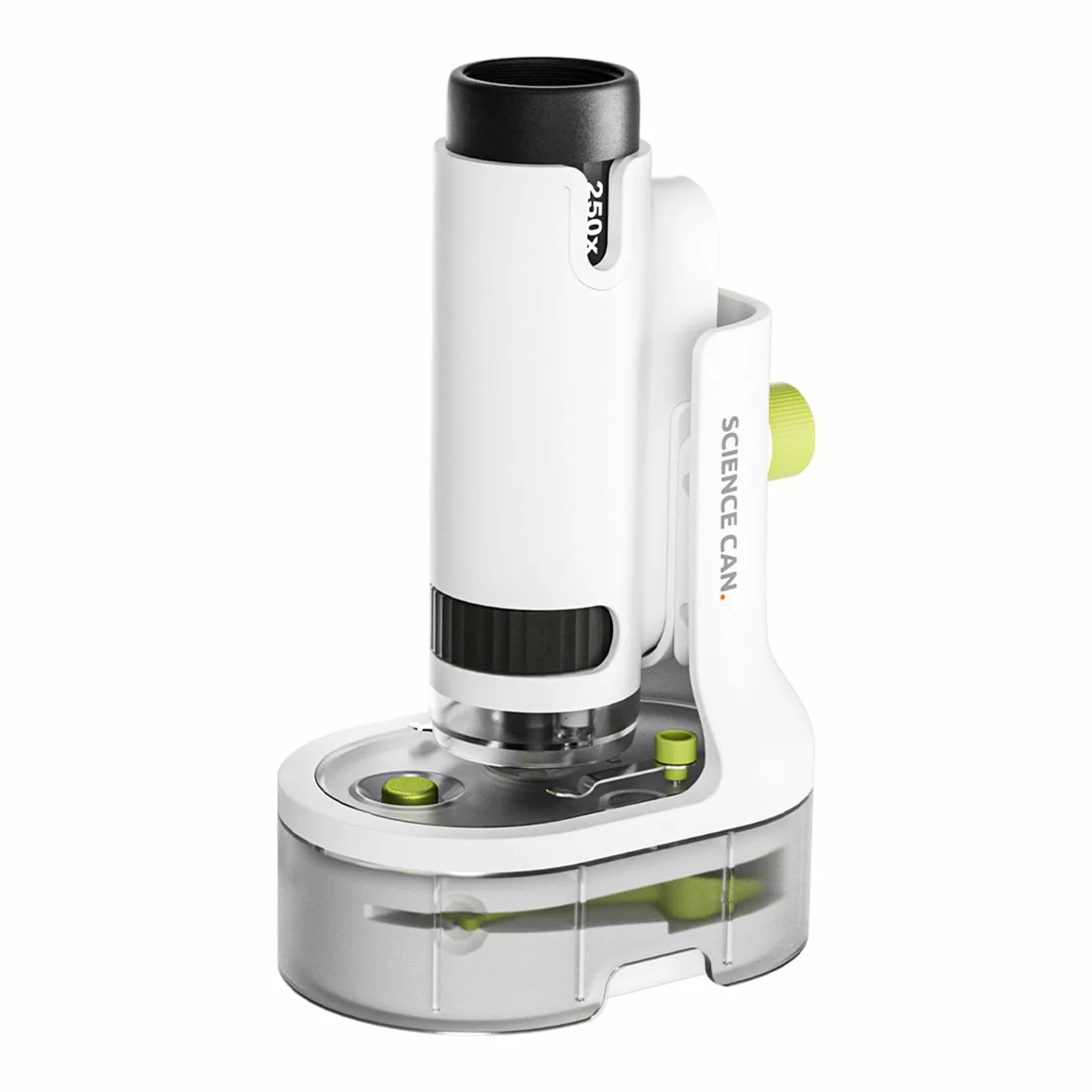 ScienceCan zestaw 250 mikroskopów (przenośny mikroskop ze stojakiem, pęsetą, łopatką, szkiełkiem, próbnikiem, uchwytem na smartfon) 1601282023de0001