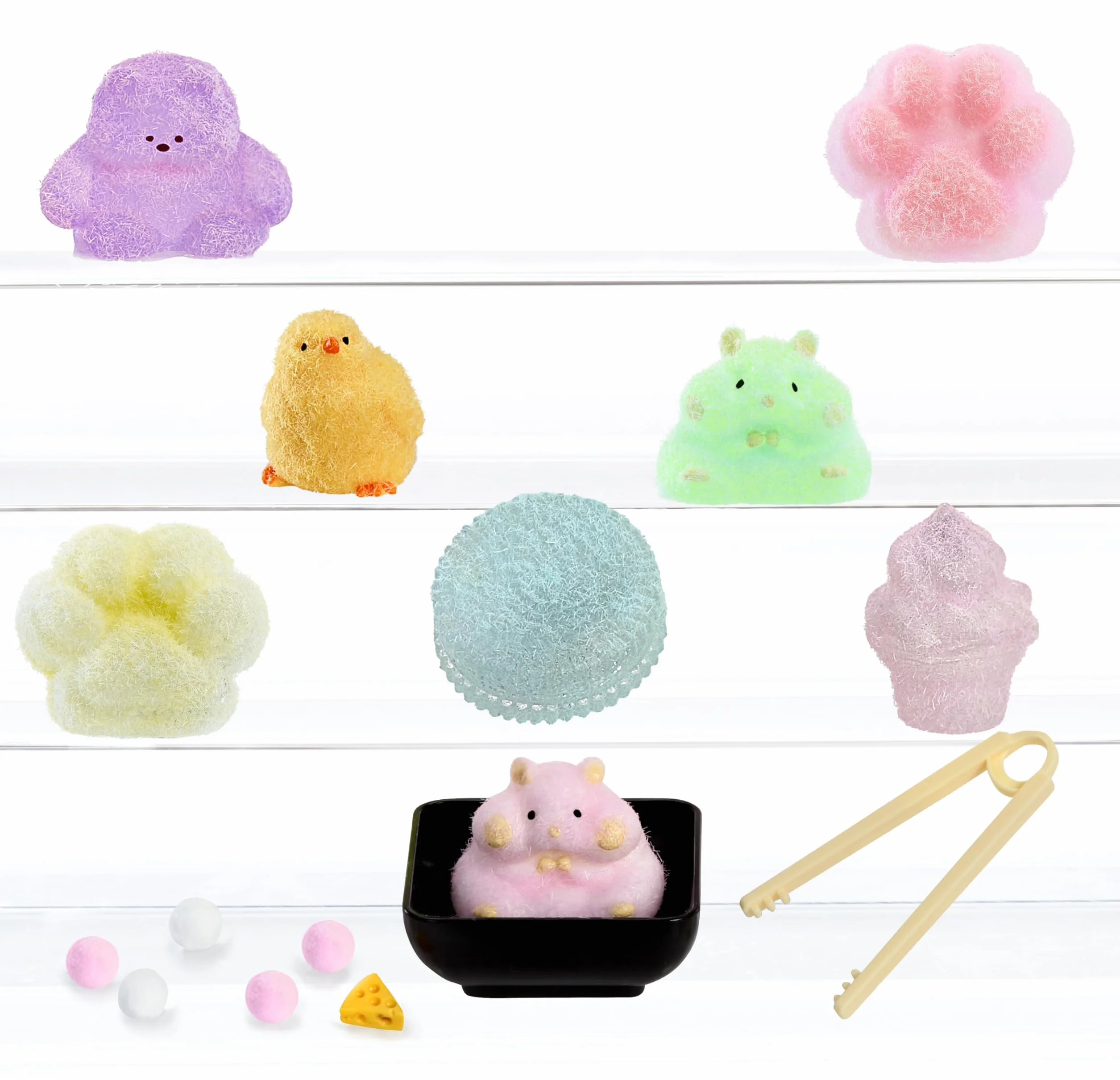 Tataba Squishy Collectable Toys – Zestaw DIY w Opakowaniu Niespodziance z Proszkiem do Dekoracji, Pudełkami na Wynos i Akcesoriami, 18 Różnych Figurek, dla Dzieci od 3 Roku Życia