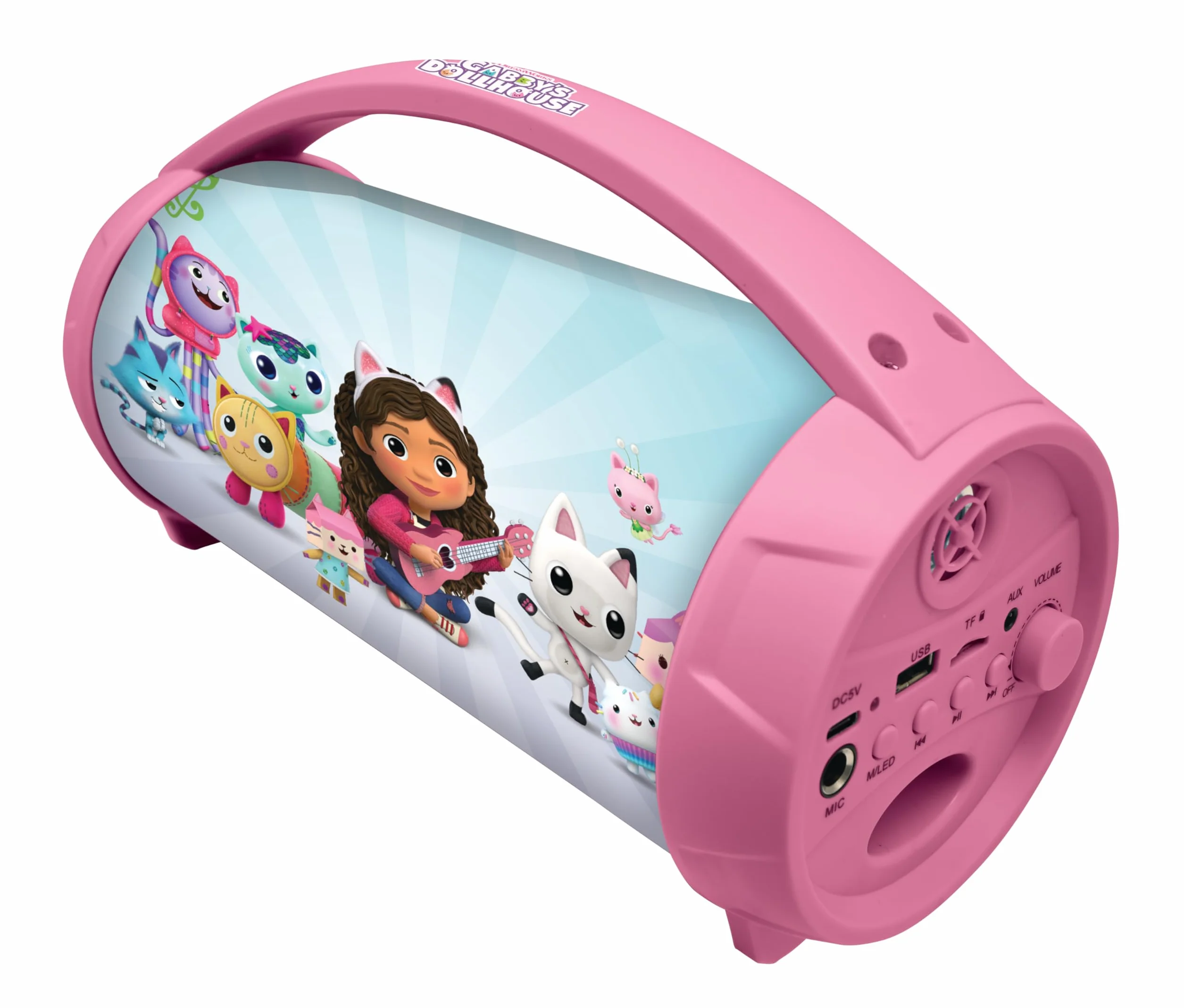 Lexibook, Koci Domek Gabi, Bezprzewodowy Lekki Głośnik z Mikrofonem, Dźwięk Stereo, Funkcja Karaoke, Porty USB i Kart SD, Akumulator, Uchwyt do Przenoszenia, Różowy, BTP585GDHZ