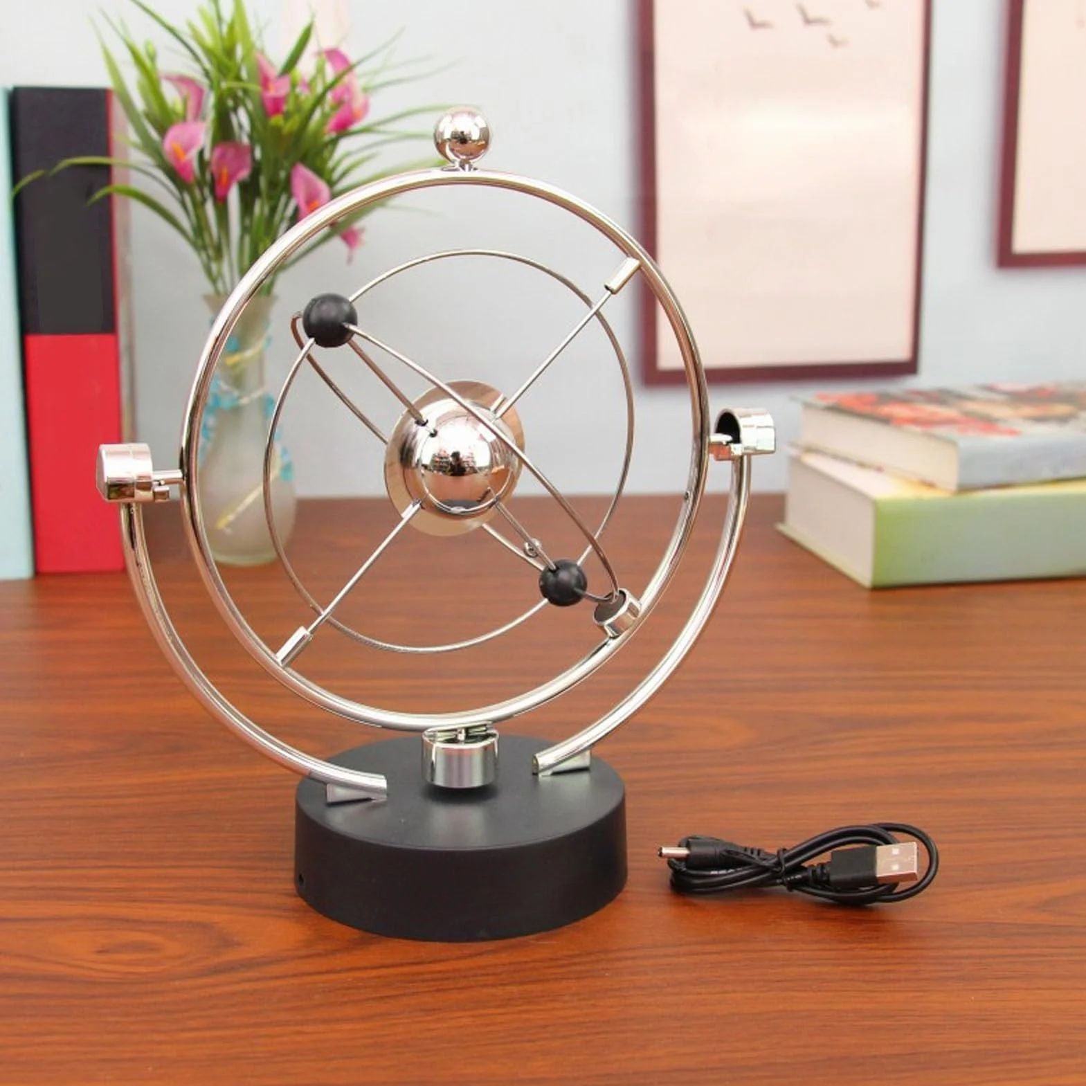 Elektroniczna zabawka na biurko Perpetuum Motion Droga Mleczna Ruch kinetyczny Huśtawka Elektryczna Wiggler Newtony Cradle Balance Ball Dekoracja domowego biura (A603)