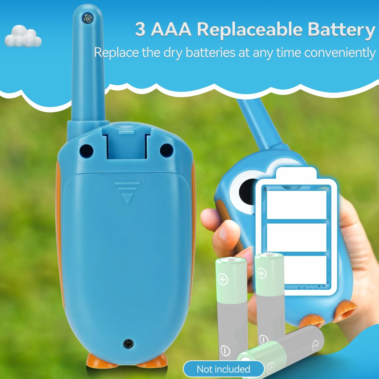 Retevis RT30 Dzieci Walkie Talkie Wygląd Sowa Łatwa obsługa Maluch Dzieci Walkie Talkie Zabawki Prezenty dla dziewczynek Chłopcy Walkie Talkie dla dzieci (błękitne niebo, 1 para)