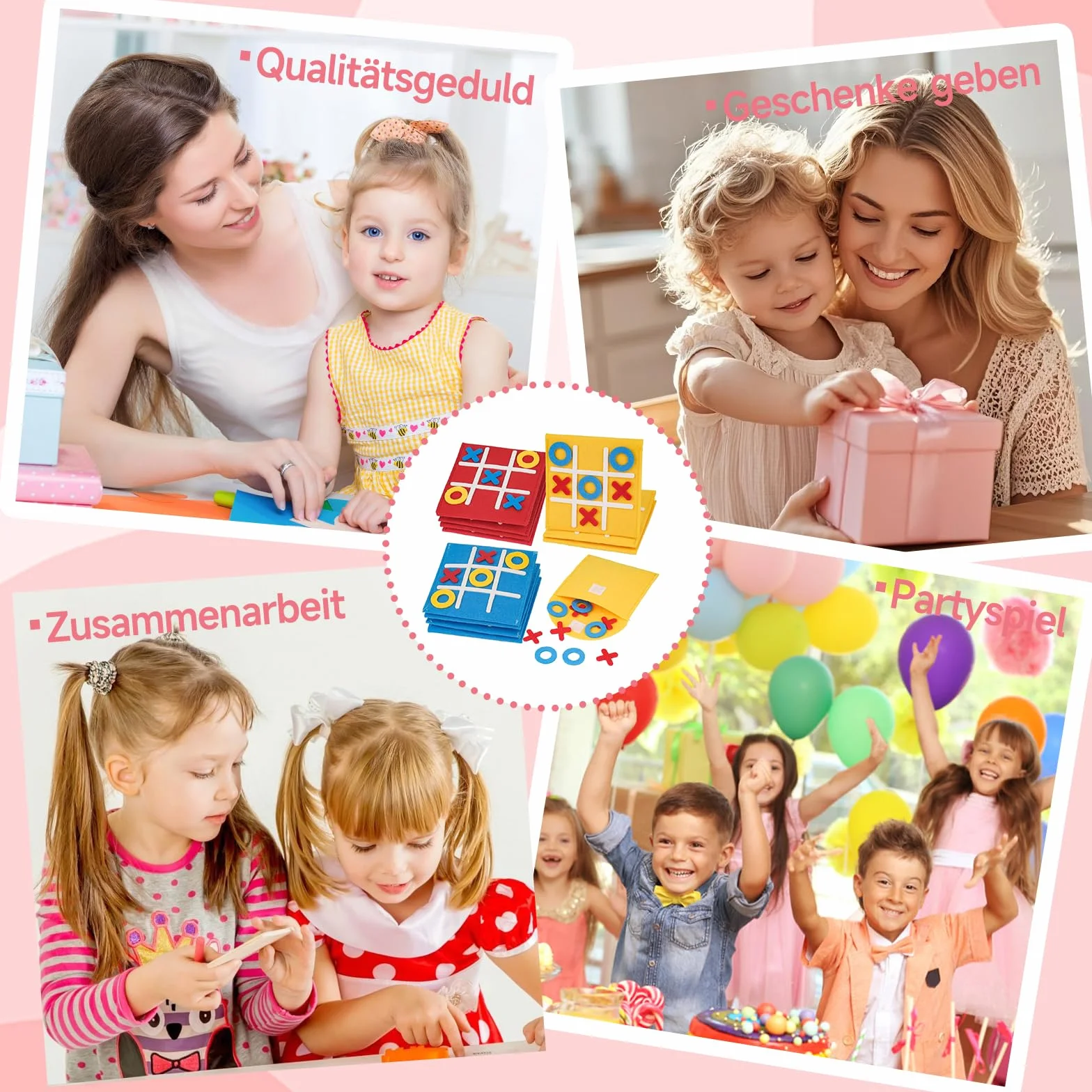Tic Tac Toe zabawka, 12 sztuk filcowych Tic Tac Mini, przydatny upominek na urodziny dziecka, kolorowa gra Tic Tac Town, zabawka edukacyjna, nadaje się na urodziny, Dzień Dziecka, do domu, szkoły, na
