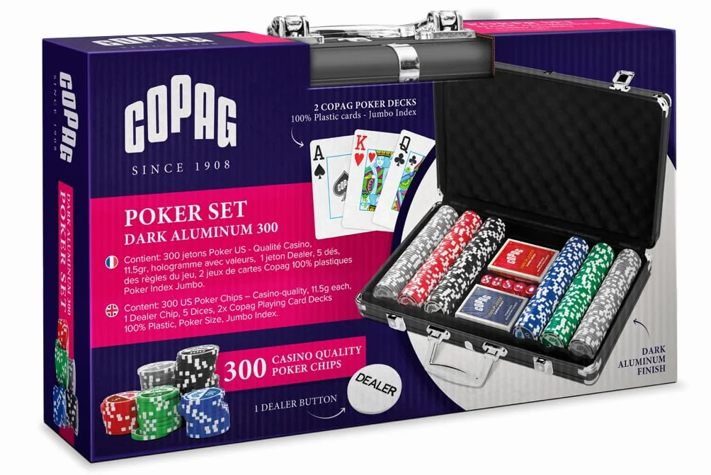 Copag Poker Set 300 żetonów i 2 Talie 100% Plastikowe Jakość Kasyno