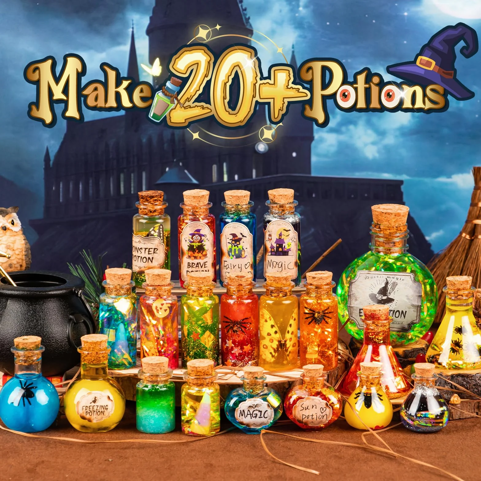 Mostof Wizard Potions Kits dla dzieci, Mix 20+ Science Magic Experiments Potions with Magic Cauldron, Kreatywna zabawka na prezent urodzinowy