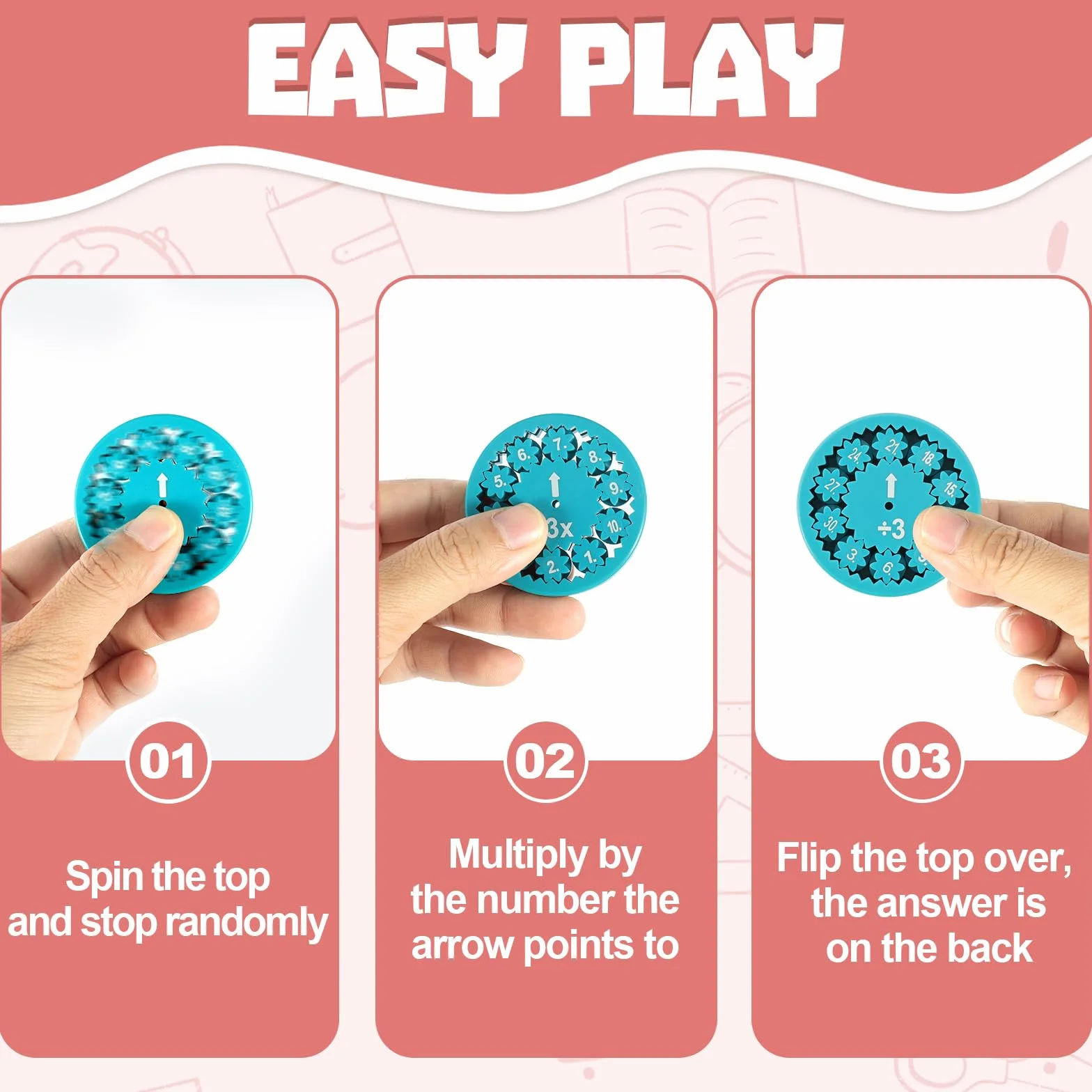 Math Fidget Spinner, 18-Częściowy Zestaw Zabawnych Zabawek Edukacyjnych Fidget (Dodawanie Odejmowanie Mnożenie Dzielenie), Spinner na Palce Łagodzący Stres, Zabawka Matematyczna Fidget