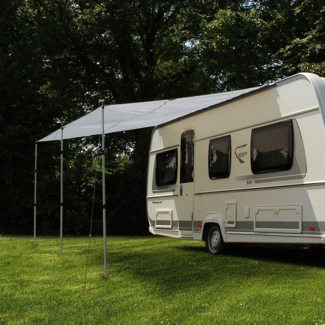 yourGEAR żagle przeciwsłoneczne do przyczep kempingowych, 4 x 2,4 m, dach ochrony UV 50+, wodoszczelny, 5000 mm, drążki do ustawiania