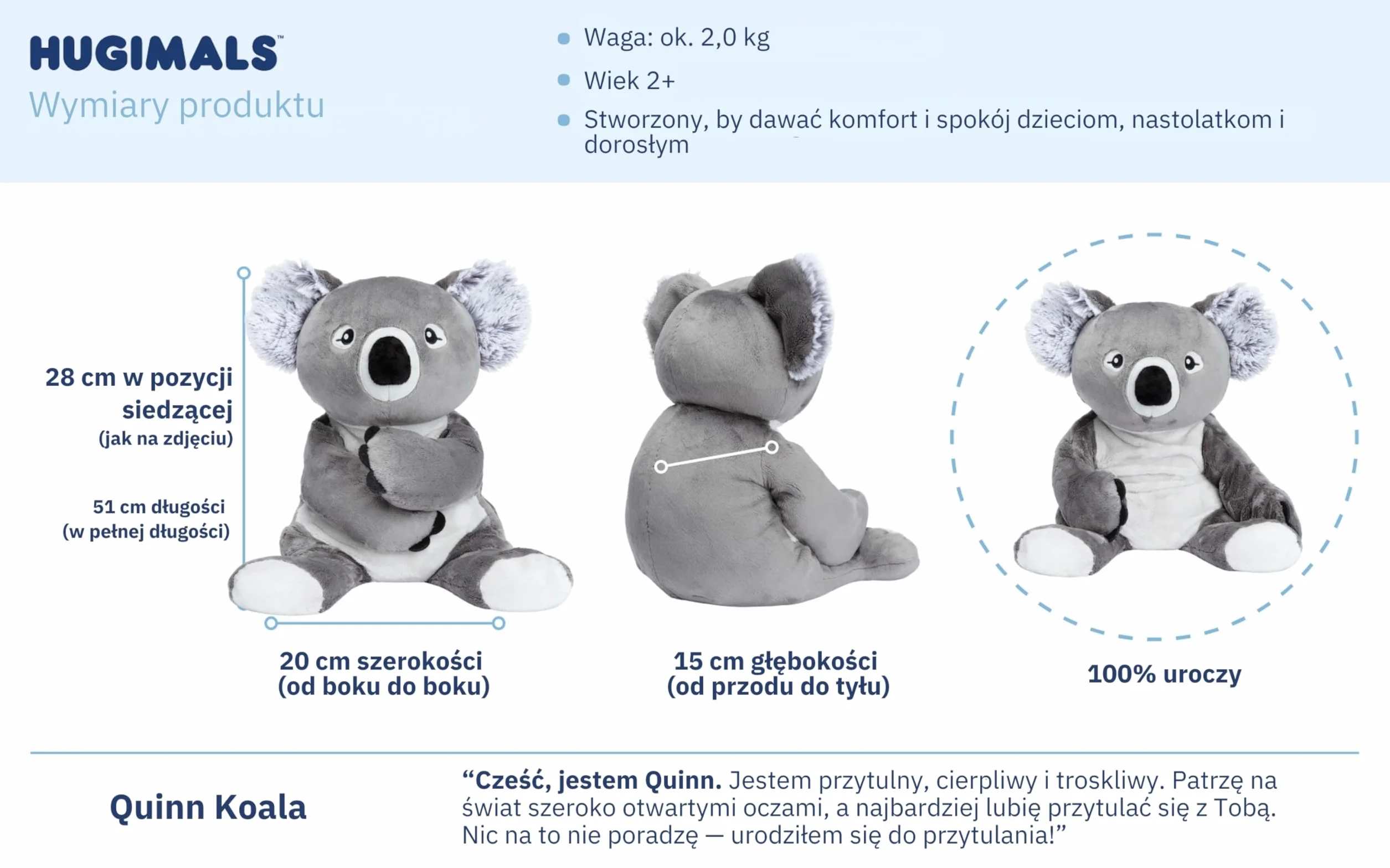 HUGIMALS Quinn The Koala 4.5lb Plush Stuffed Animal for Kids, Teens and Adults