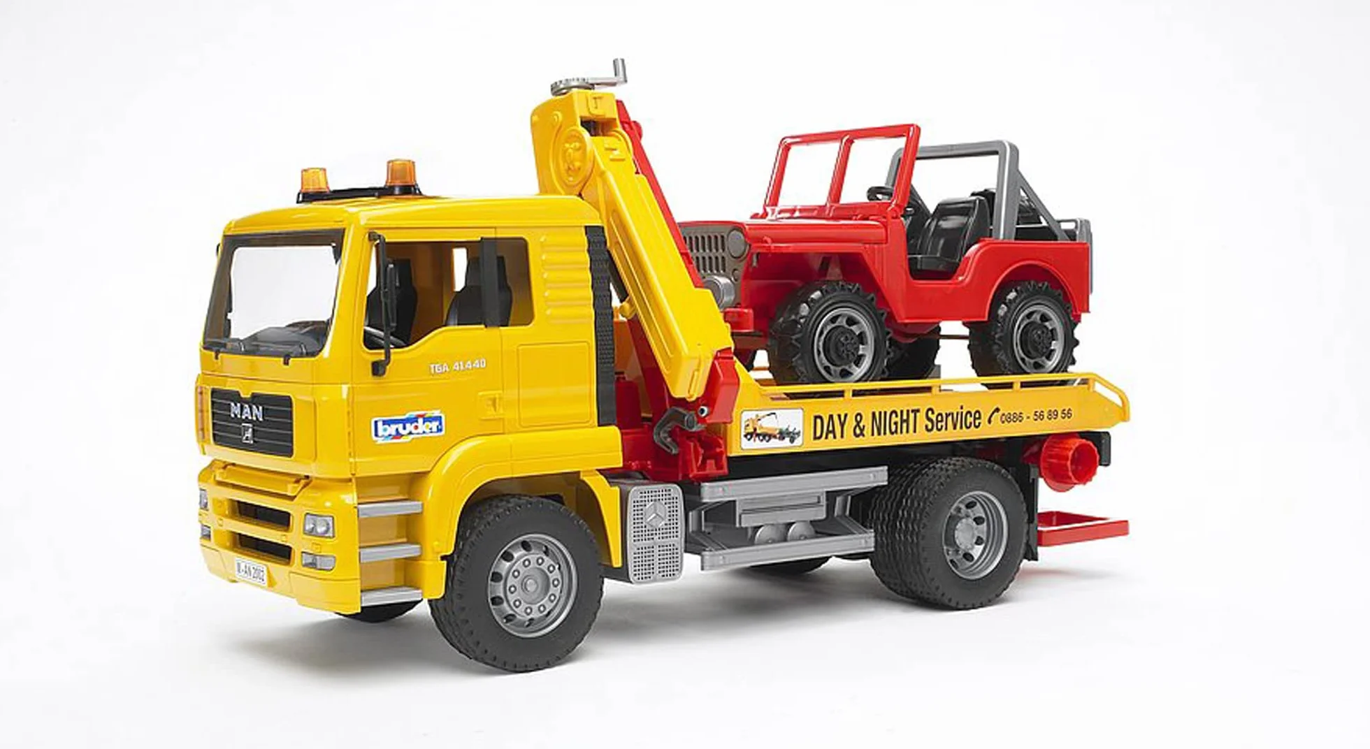 bruder 02750 - Man TGA Ciężarówka ratownicza z napędem 4x4 - 1:16 Ciężarówka ratownicza, laweta, pojazd, ciężarówka, samochód, jeep, warsztat, 4x4