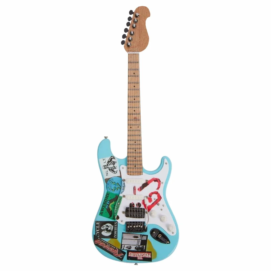 Billie Joe Armstrong - miniaturowa replika gitary - prezenty muzyczne - ręcznie robiona ozdobna skala 1/4 - zawiera pudełko ekspozycyjne, plakietkę z imieniem i miniaturowy stojak na gitarę