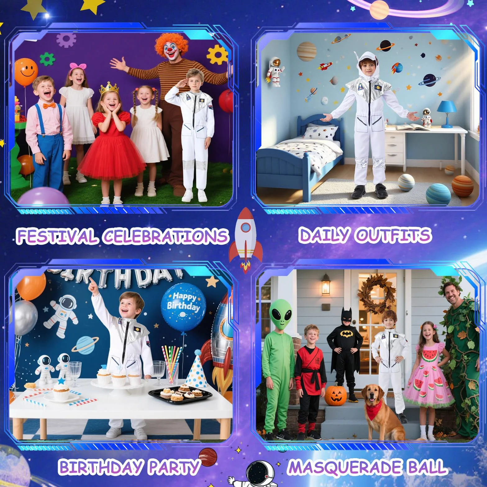 Kostium astronauty dla dzieci z astronautą, fantazyjny kostium kosmiczny, kosmiczny kostium astronauty z astronautą, kask na Halloween, cosplay, karnawał