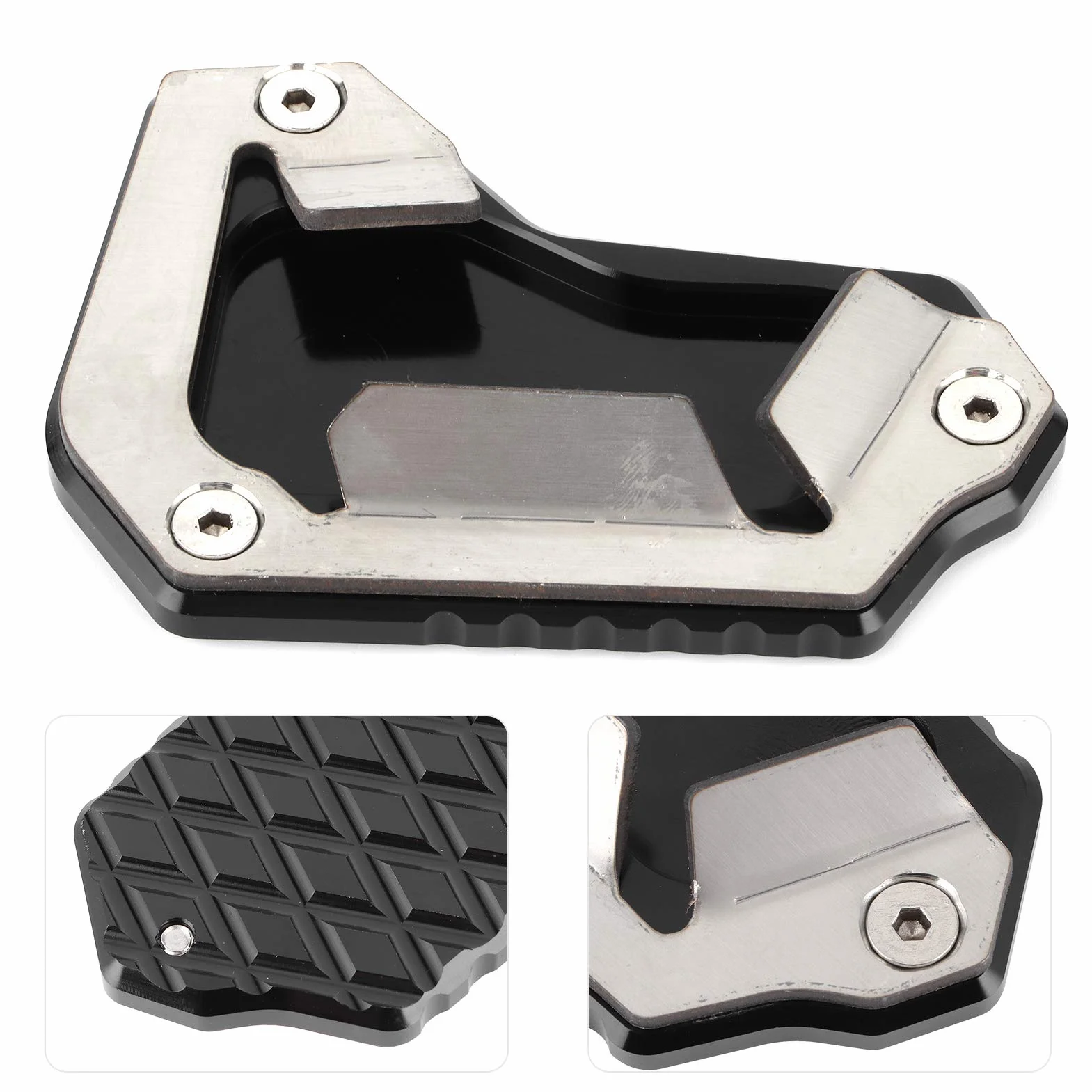 Qiilu Ständer Extension Pad Seitenständer Vergrößerer Fit für Tiger 1200 EXPLORER 2016-2017 V9h704