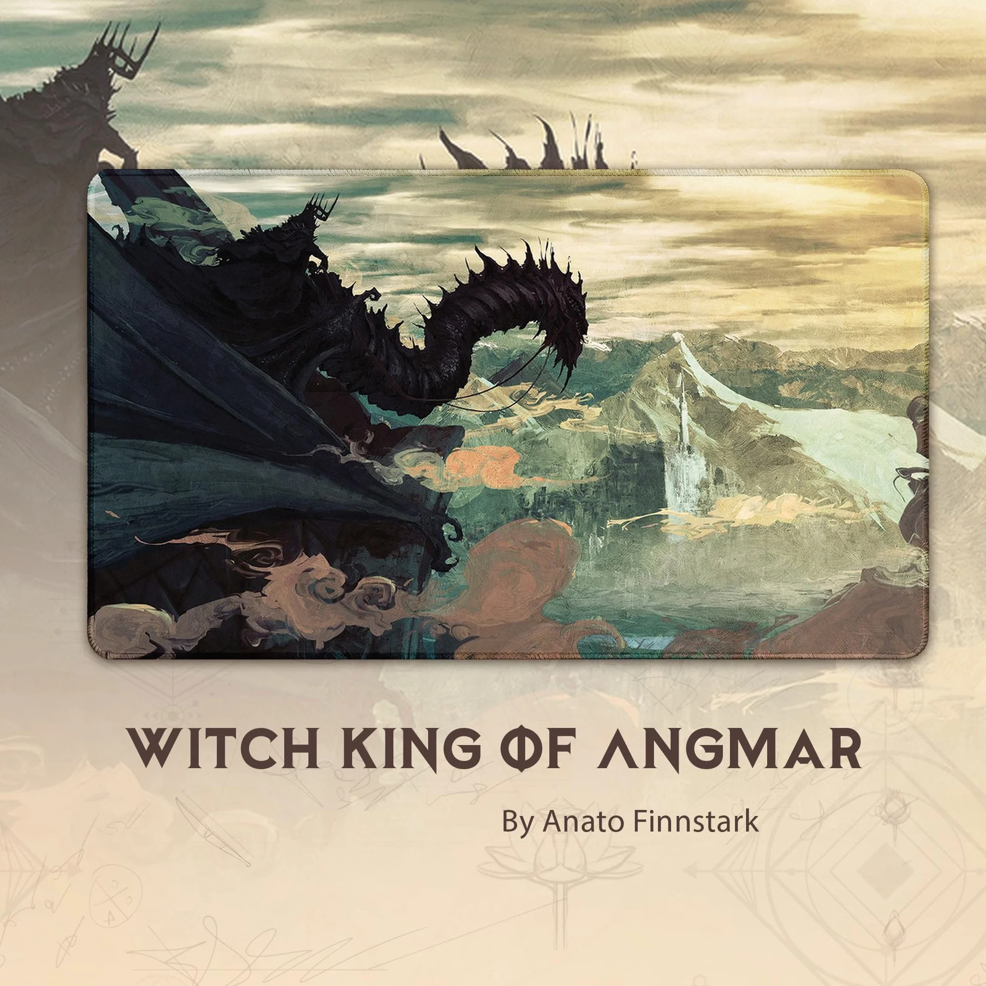 Witch King Of Angmar (Stitched) - MTG Playmat by Anato Finnstark, LOTR Lord of the Rings - Compatible with Magic the Gathering Playmat - Play MTG, YuGiOh, TCG - Original Play Mat Art Designs