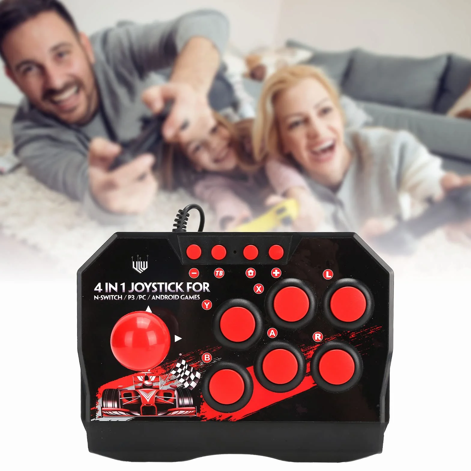 Arcade Fight Stick, przewodowy drążek arkadowy uniwersalny przenośny Arcade Fight Stick kontroler do gier komputerowych akcesoria do przełącznika/PC/PS3