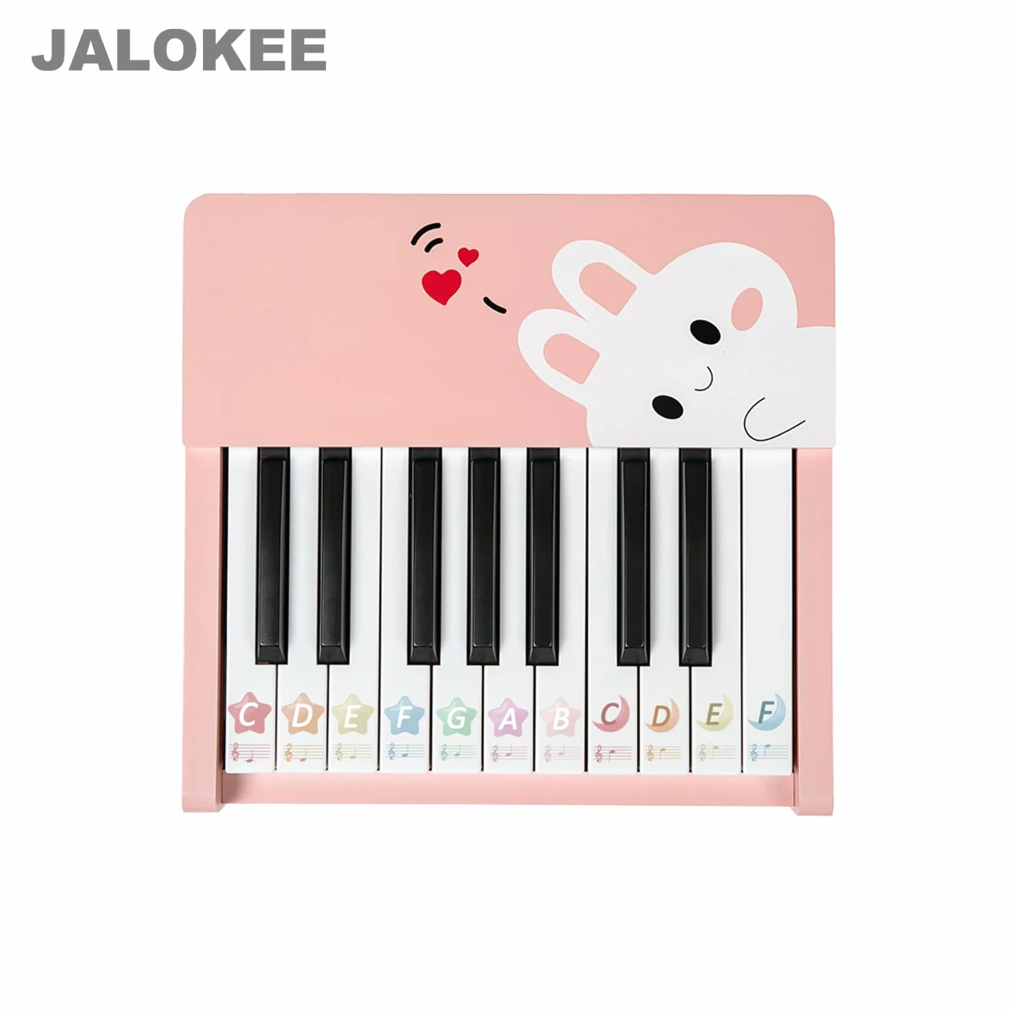 Klawiatura fortepianowa dla dzieci, 18 przycisków, mini muzyka, instrument edukacyjny, zabawka, drewniana zabawka dla małych dzieci, dziewcząt i chłopców (Różowy)
