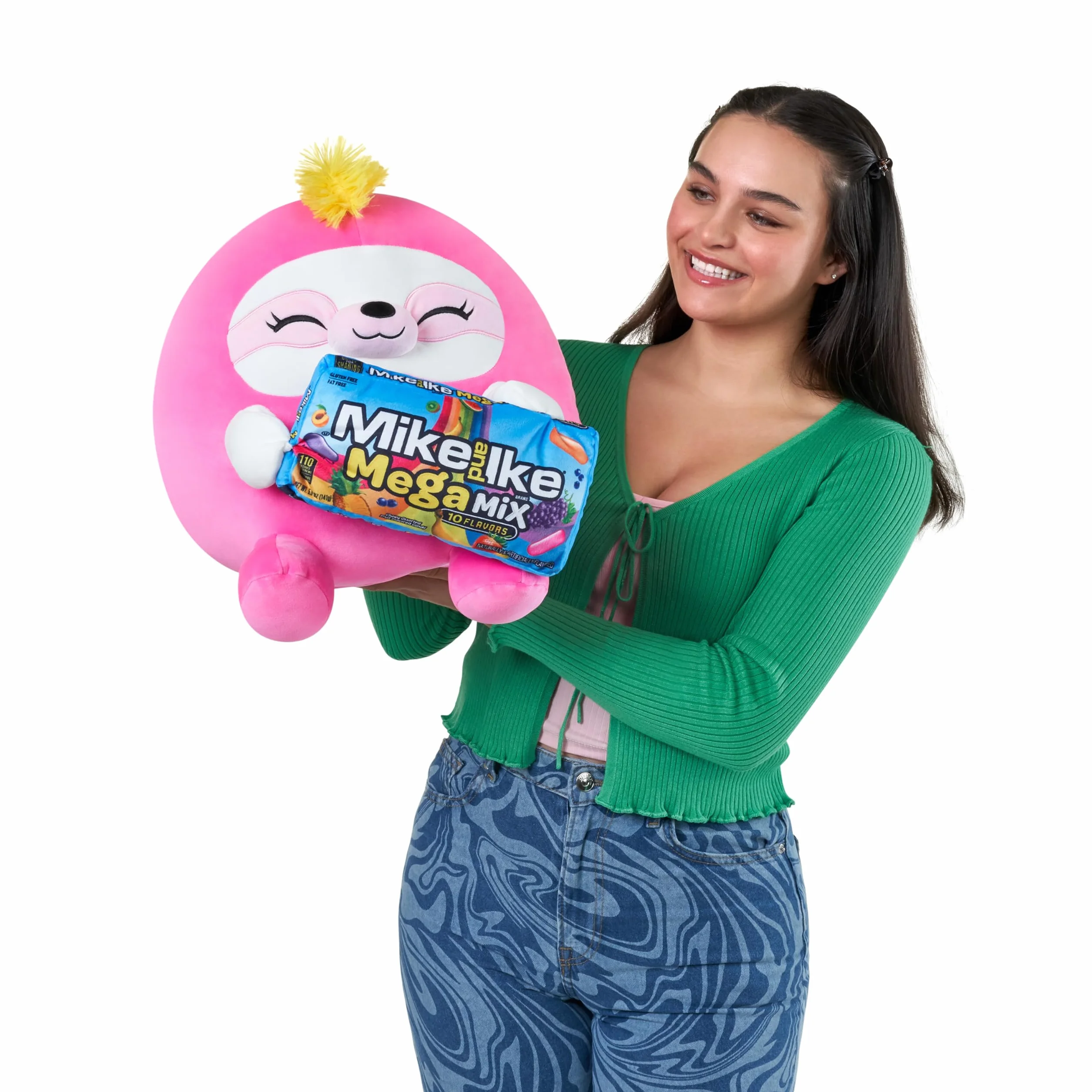 Snackles Super Sized 35 cm, leniwiec (Mike & Ike) firmy ZURU Cuddly Squishy Comfort 35 cm plusz z licencją na przekąskę, markowe akcesorium (leniwiec)