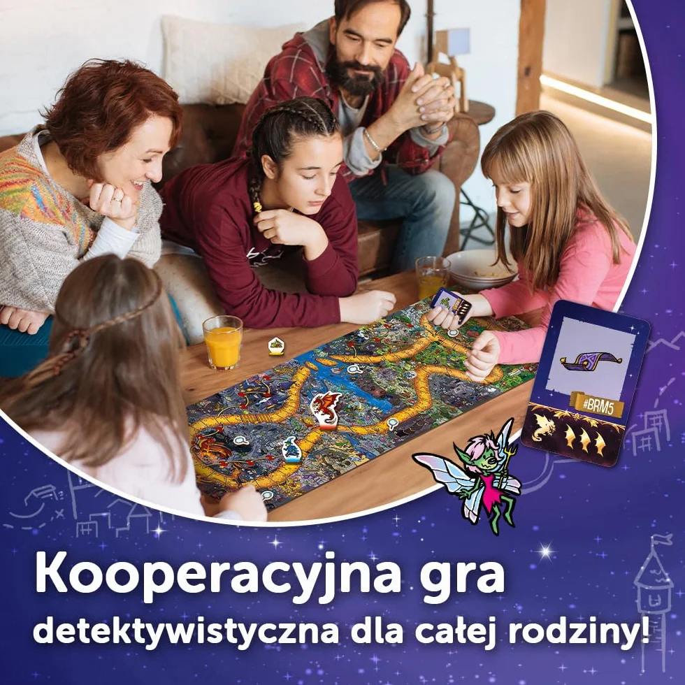 Trefl - Spy Guy Fantasy - Kooperacyjna Gra Obserwacyjna, Świat Czarów i Bajkowych Stworzeń, Szukanie Poszlak, Ogromna Plansza, Rodzinna Gra Planszowa Dorosłych i Dzieci od 5 lat