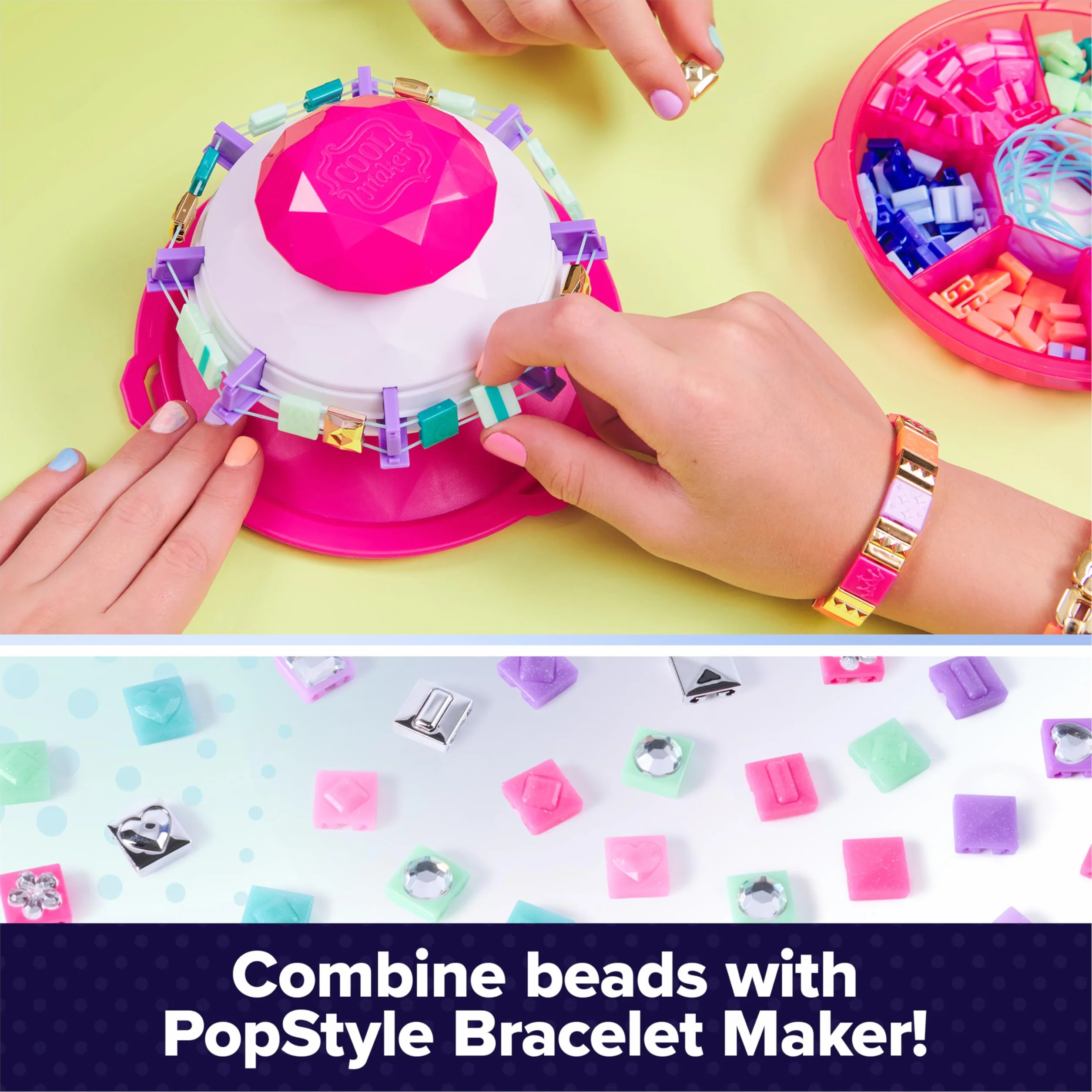 COOL MAKER - POPOKRYCIE STYLOWE PACK STRASS I PALLETTES - Przedłużenie do maszyny - Bransoletka przyjaźni - Prosta obsługa - Prosty trend - Zabawki dla dzieci 7 lat i + - zestawy do majsterkowania